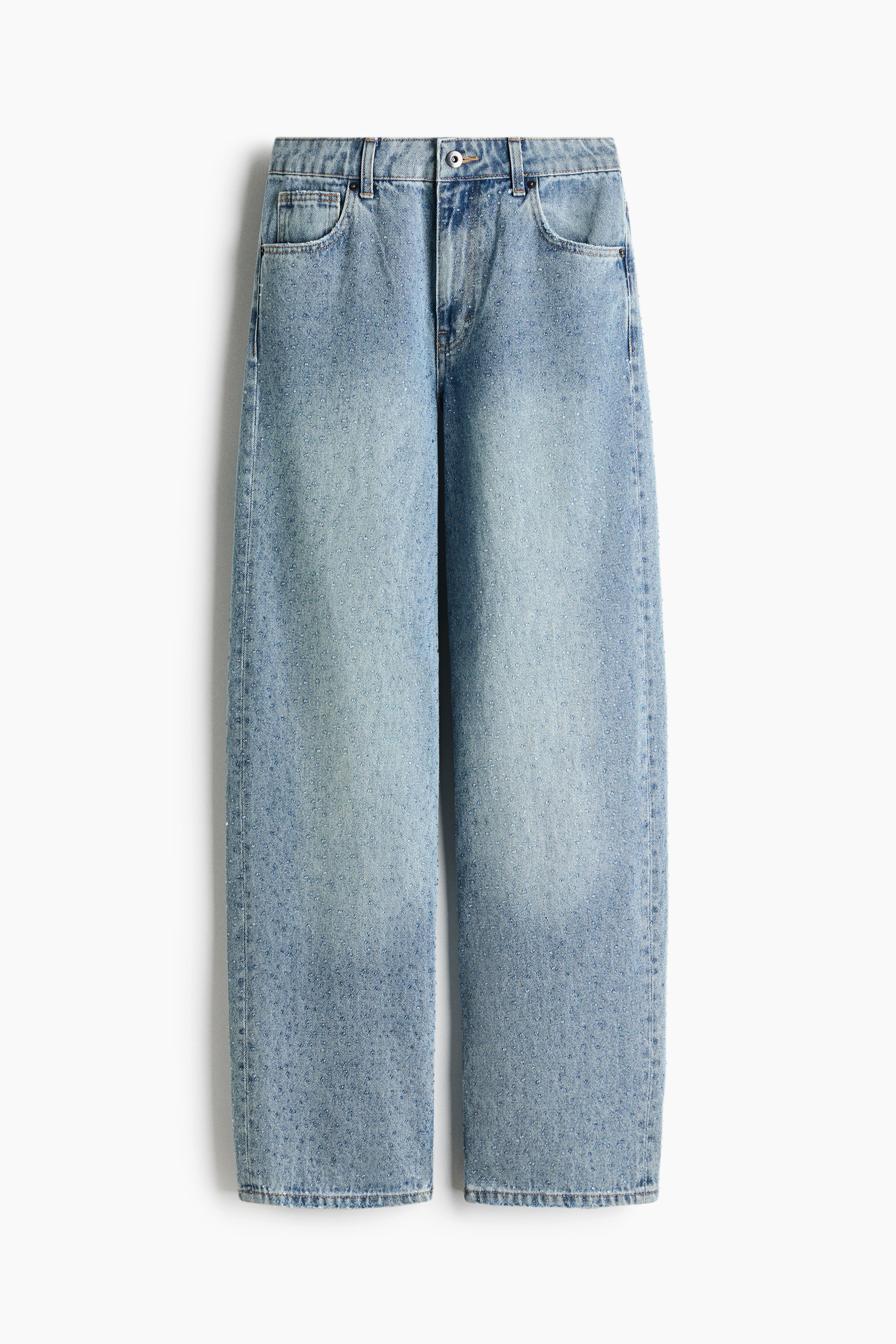 Rhinestone-Detail High-Waist Jeans