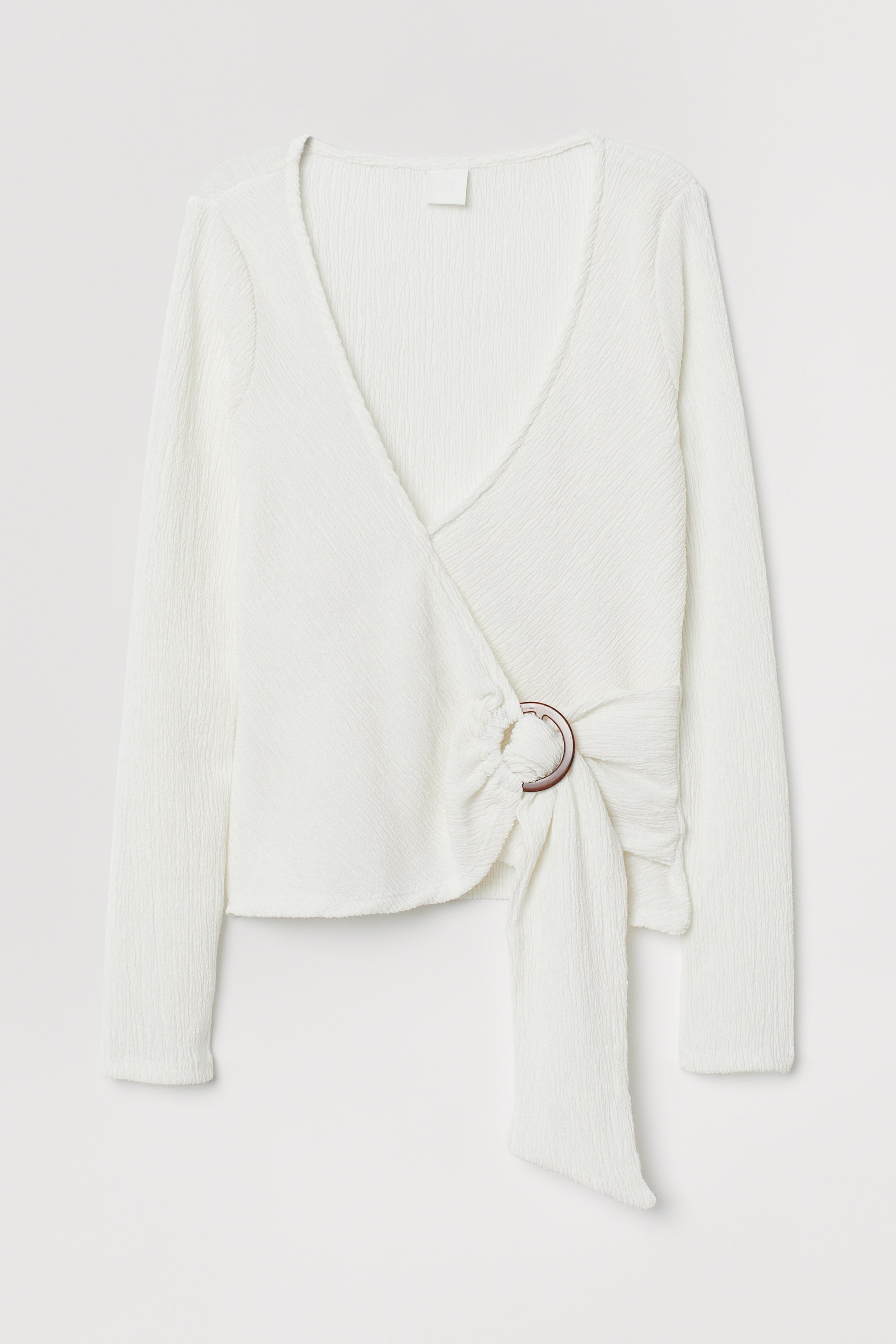 查看大圖: 褶縐平紋上衣 - 奶油色 - Ladies | H&M 1