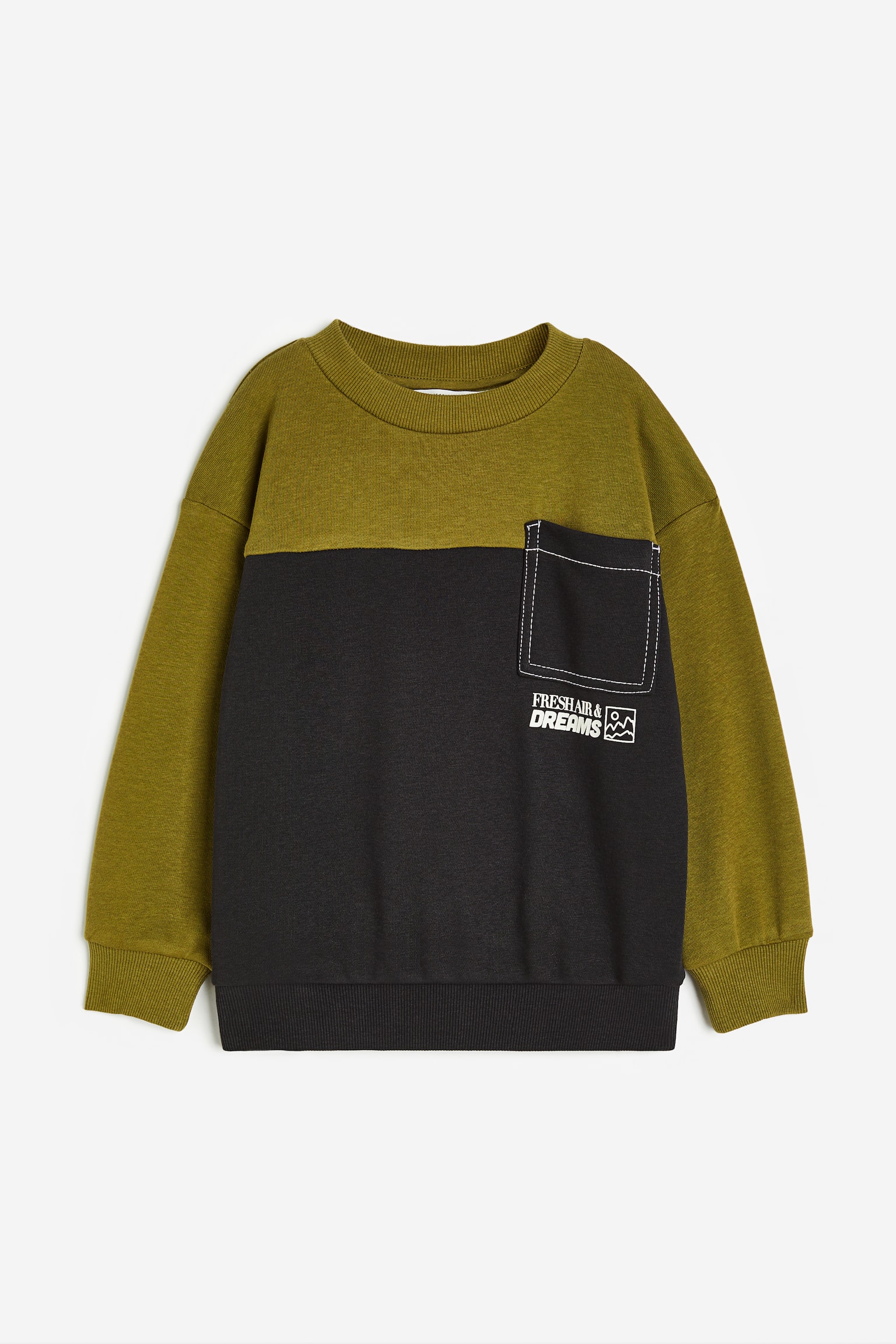 Oversized Sweater - Khaki green/Block colour - 1