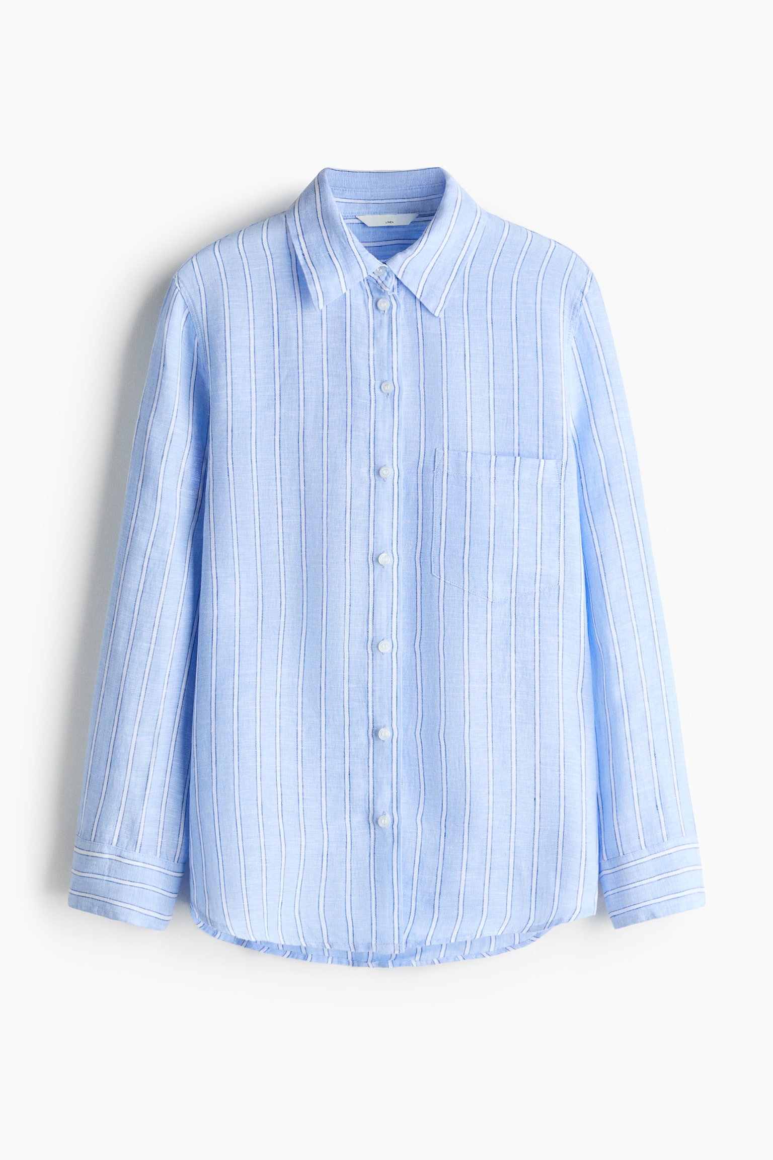 Camisa de lino - Azul claro/Franjas/Anaranjado oscuro/Blanco/Beige claro/Rayas blancas - 1
