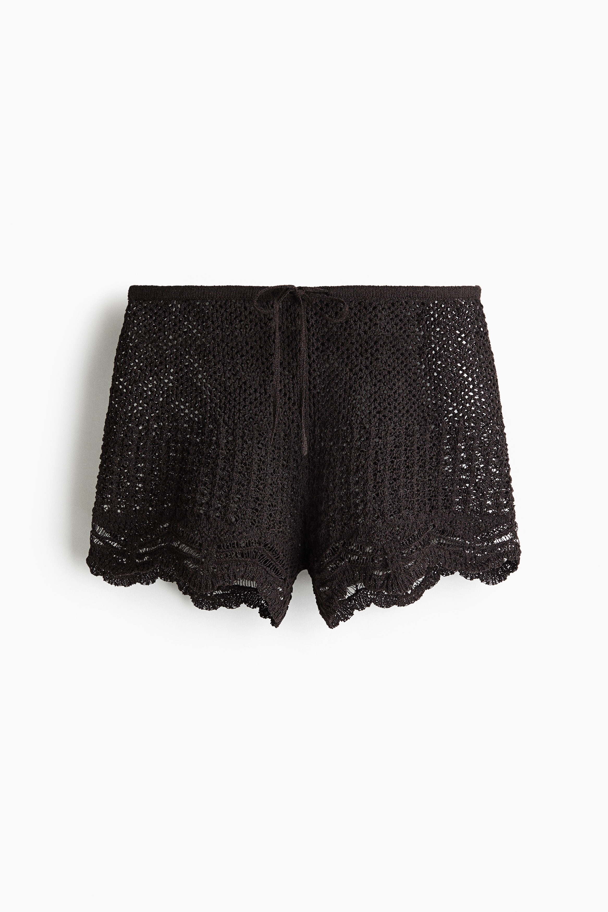 Crochet-Look Beach Shorts - Dark brown