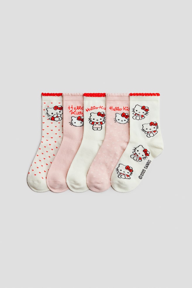5-pack motif-detail socks - White/Hello Kitty/Light pink/Miffy/Light pink/Lilo & Stitch/Red/Minnie Mouse/Light pink/Hello Kitty/Light blue/Minnie Mouse/Light pink/Bluey/Light purple/Lilo & Stitch/Blue/Disney/Light blue/Frozen - 1