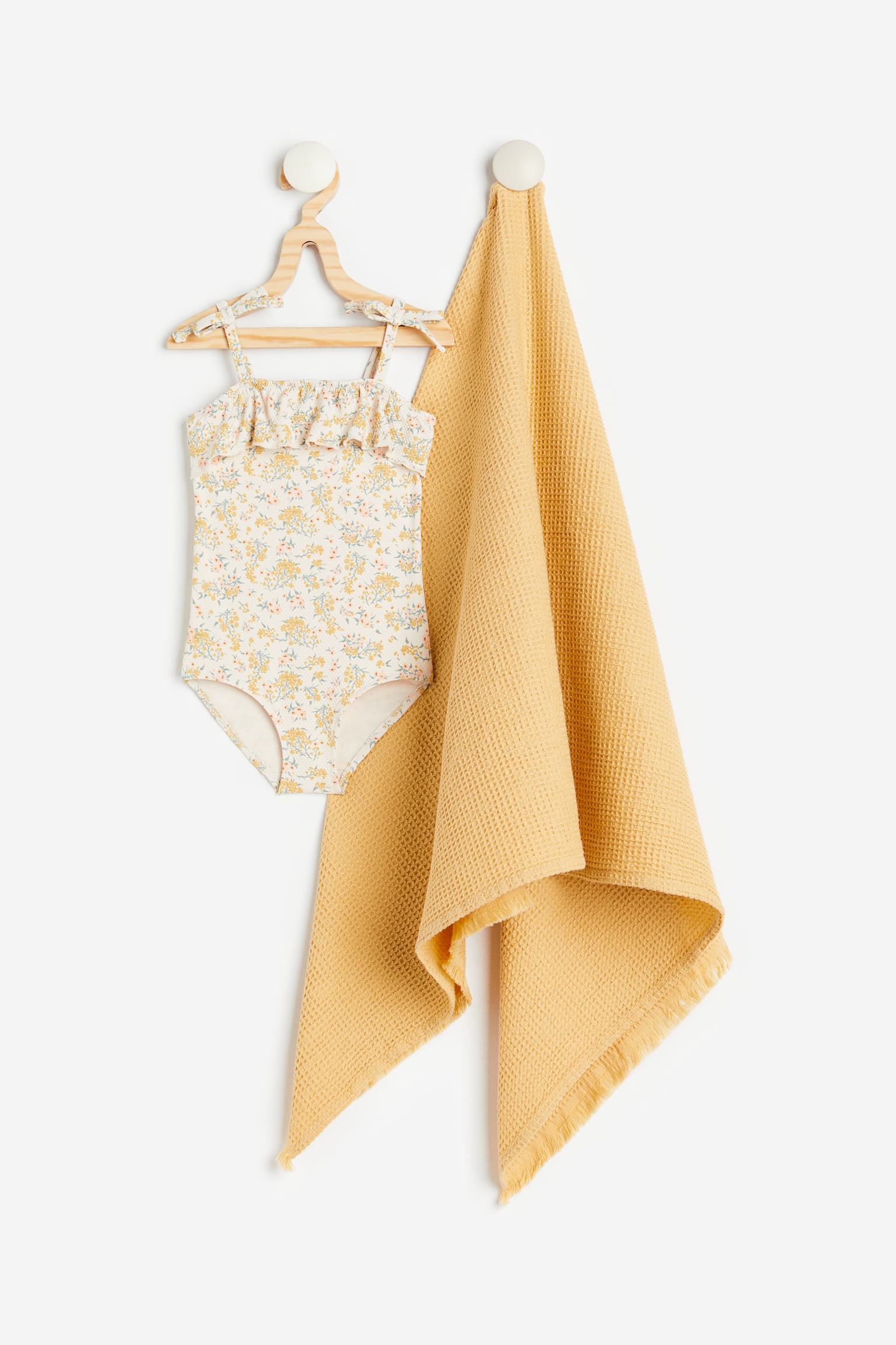 Swimsuit & Towel Set - Mustard yellow/Floral - 1