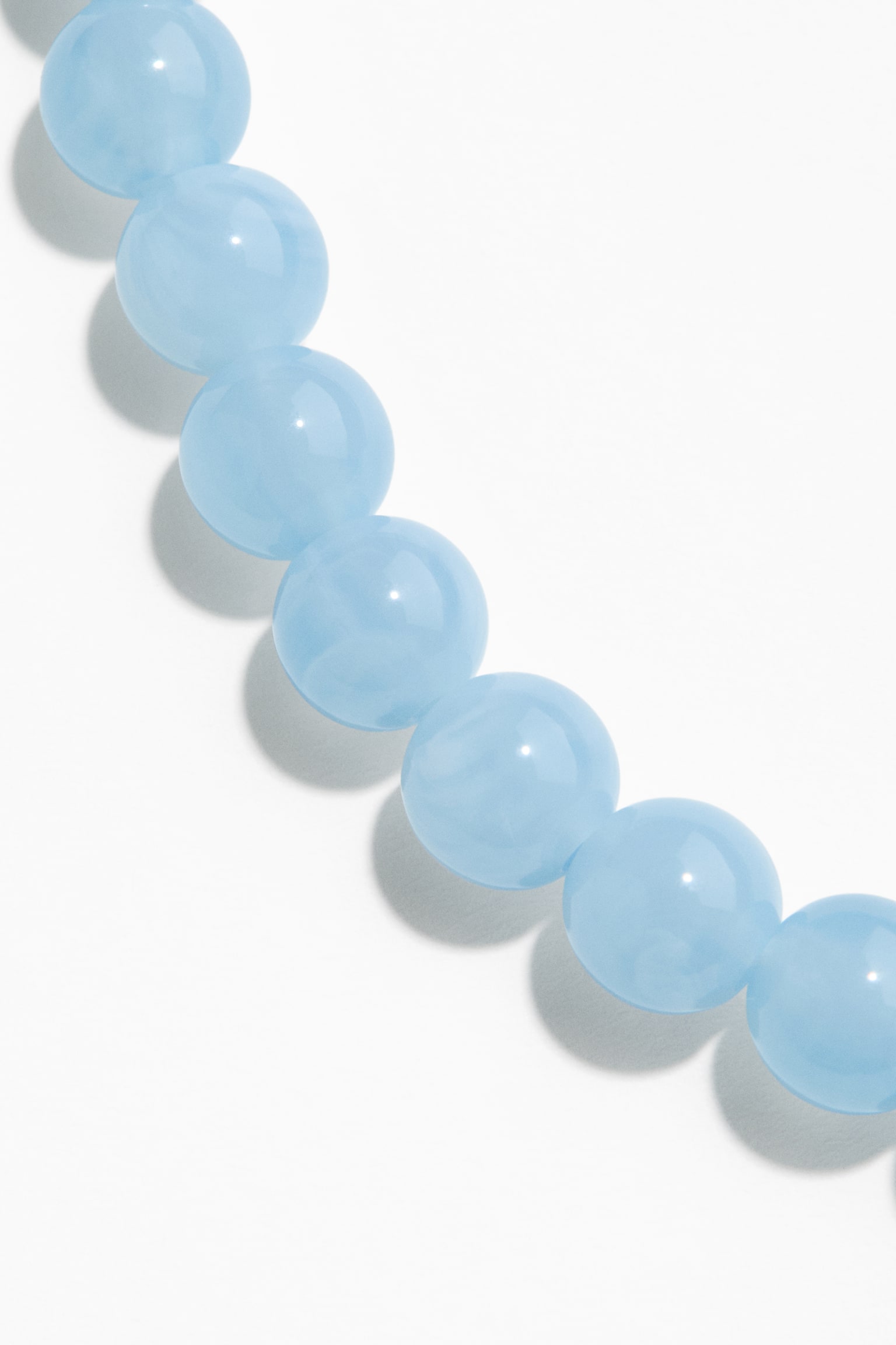 Beaded necklace - Light blue/Red/Dark brown - 2