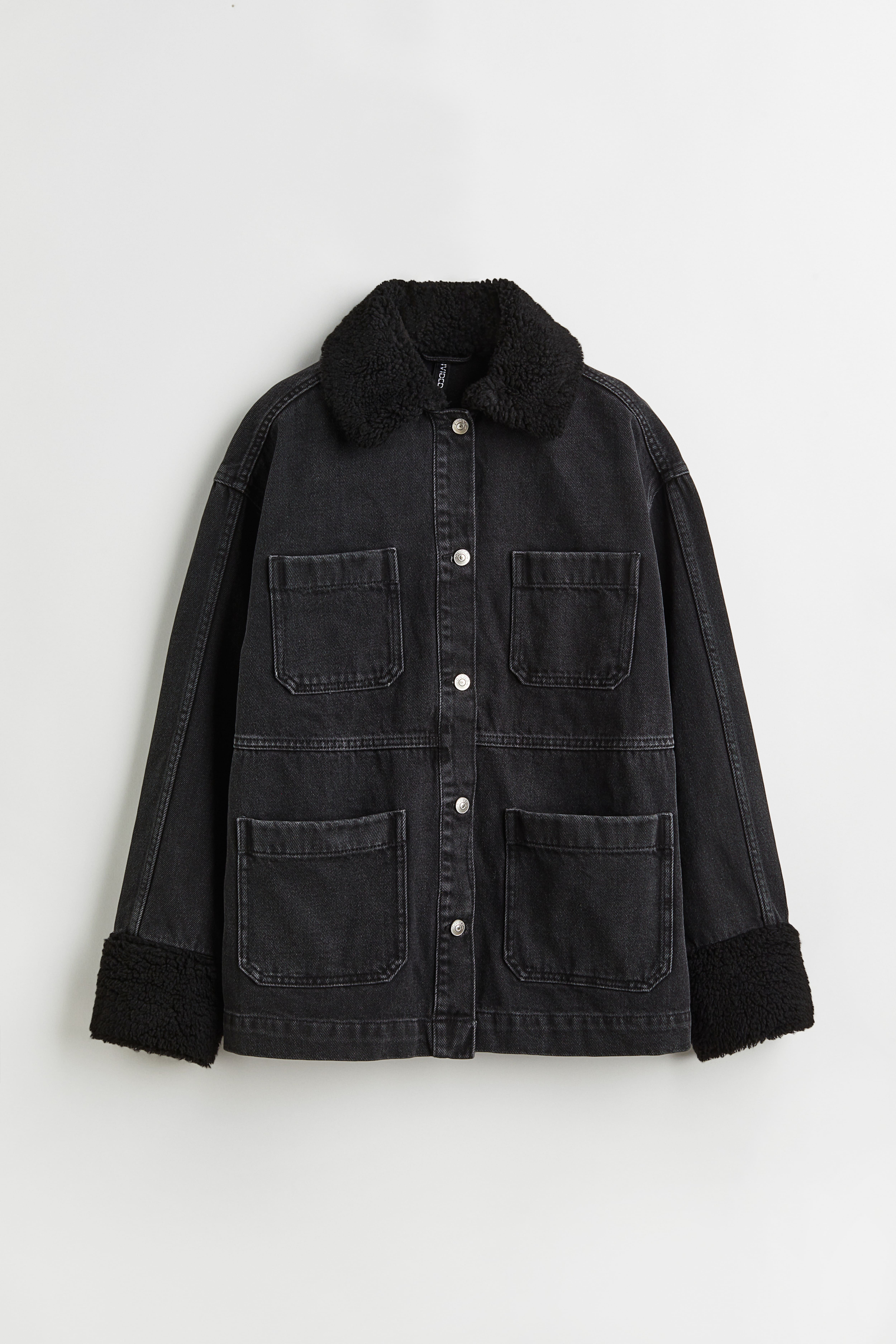 Borg denim jacket black best sale