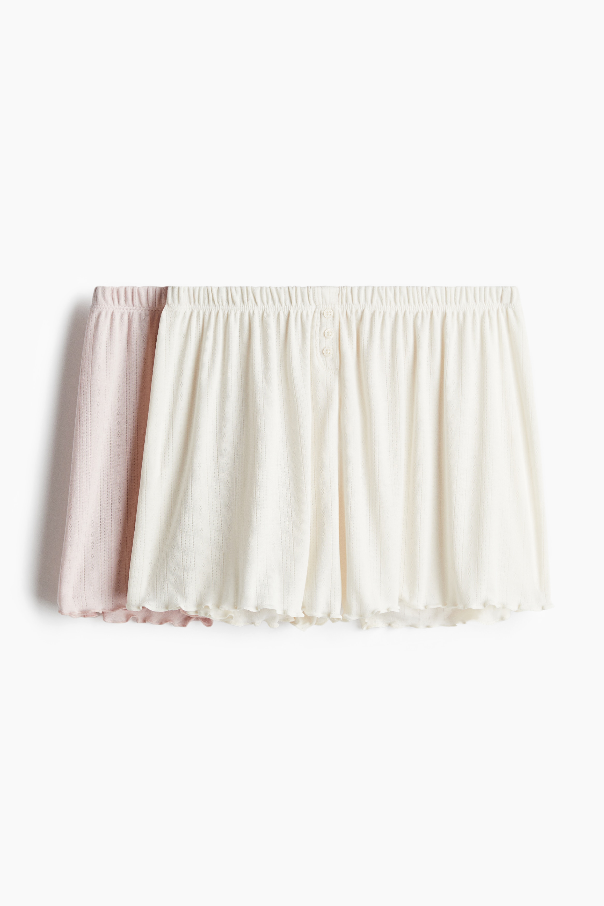2-pack Pointelle Pyjama Shorts - Powder pink/Cream/Light yellow/White