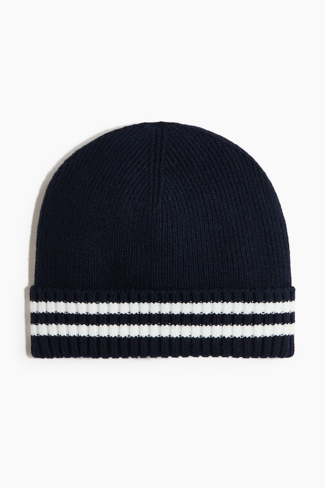 Bonnet en maille côtelée - Bleu foncé/Noir/Vert vif/Beige - 1