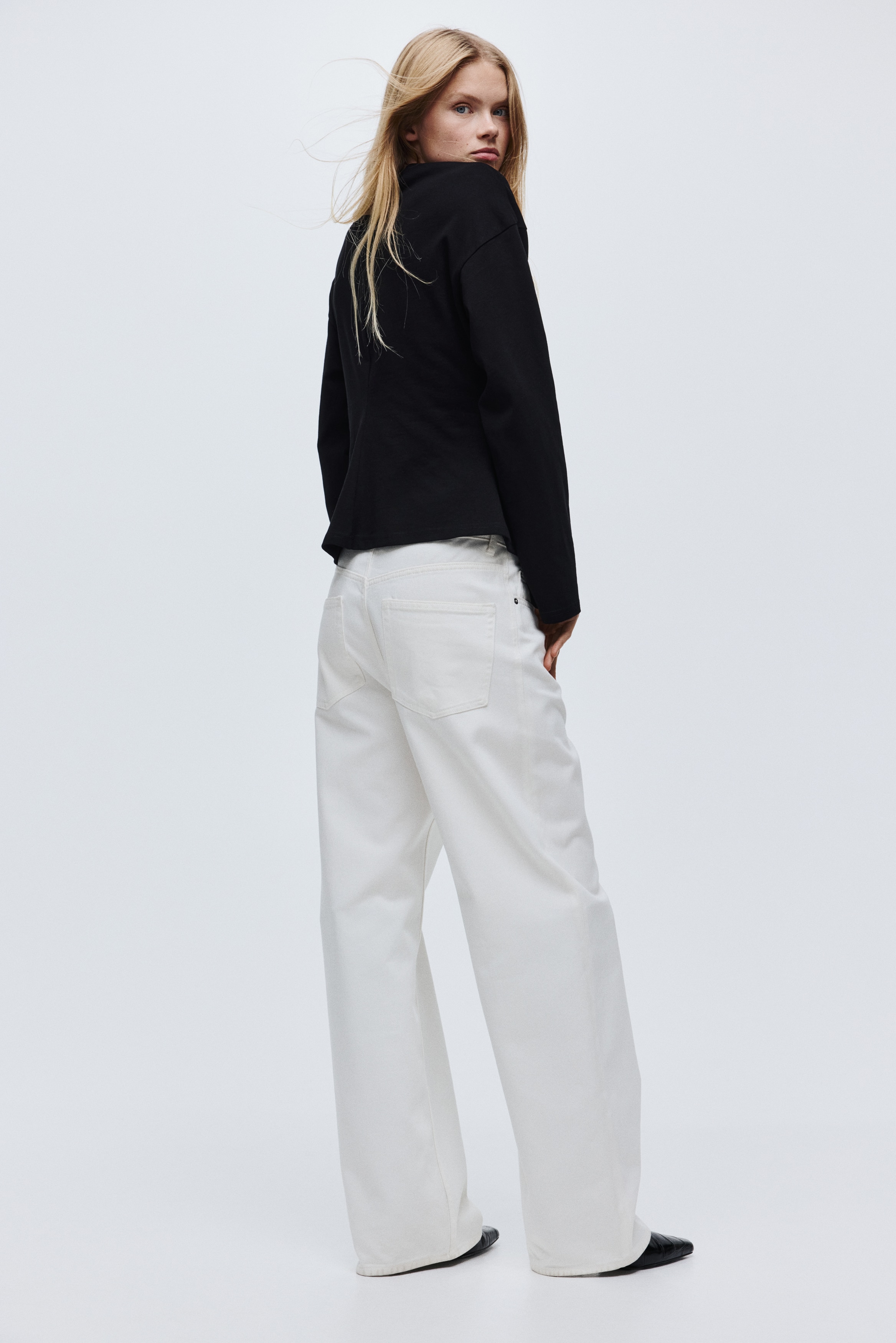 Gathered cotton jersey top