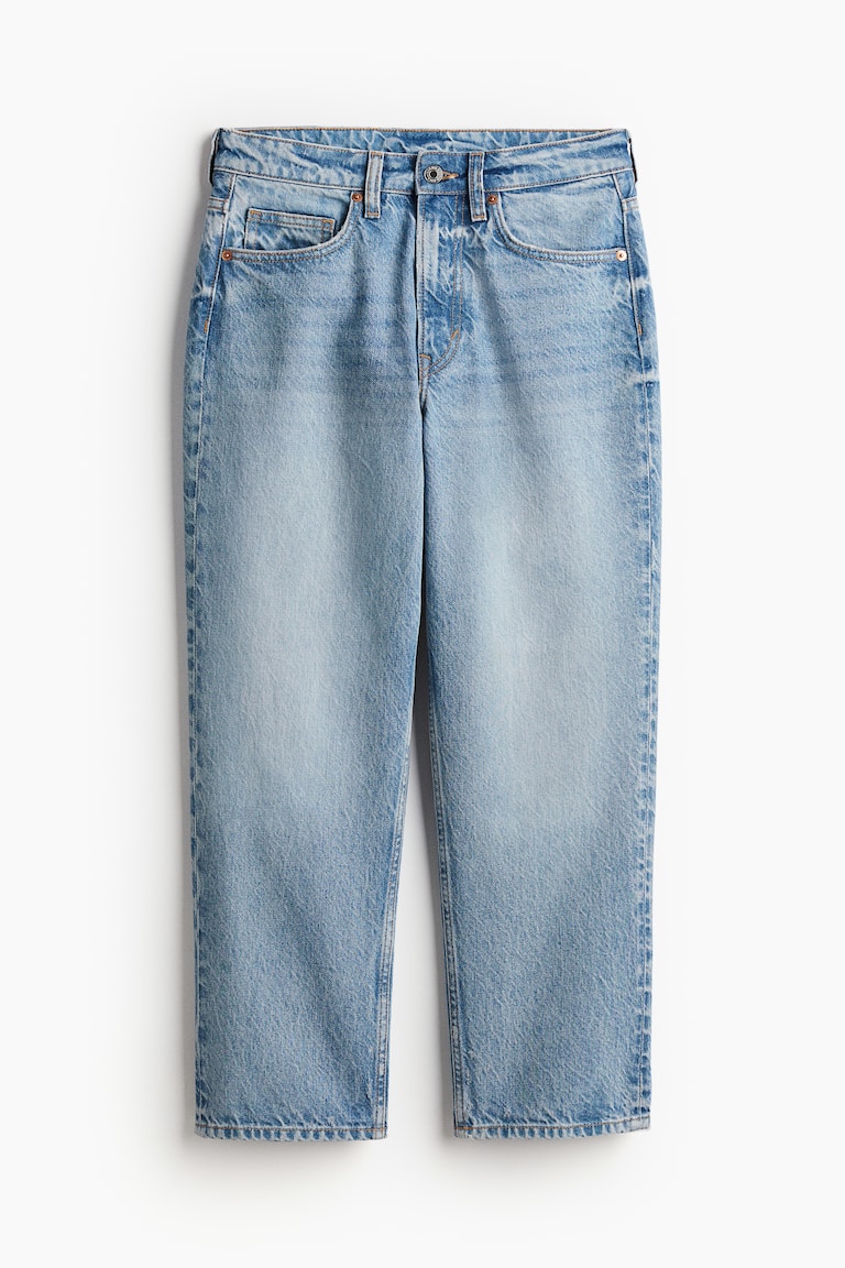 Straight High Cropped Jeans Light denim blue Ladies H&M GB
