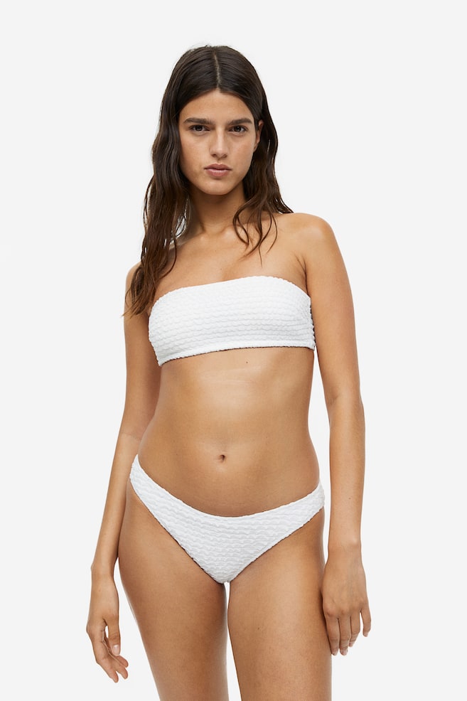 Padded bandeau bikini top - White/Light yellow - 1
