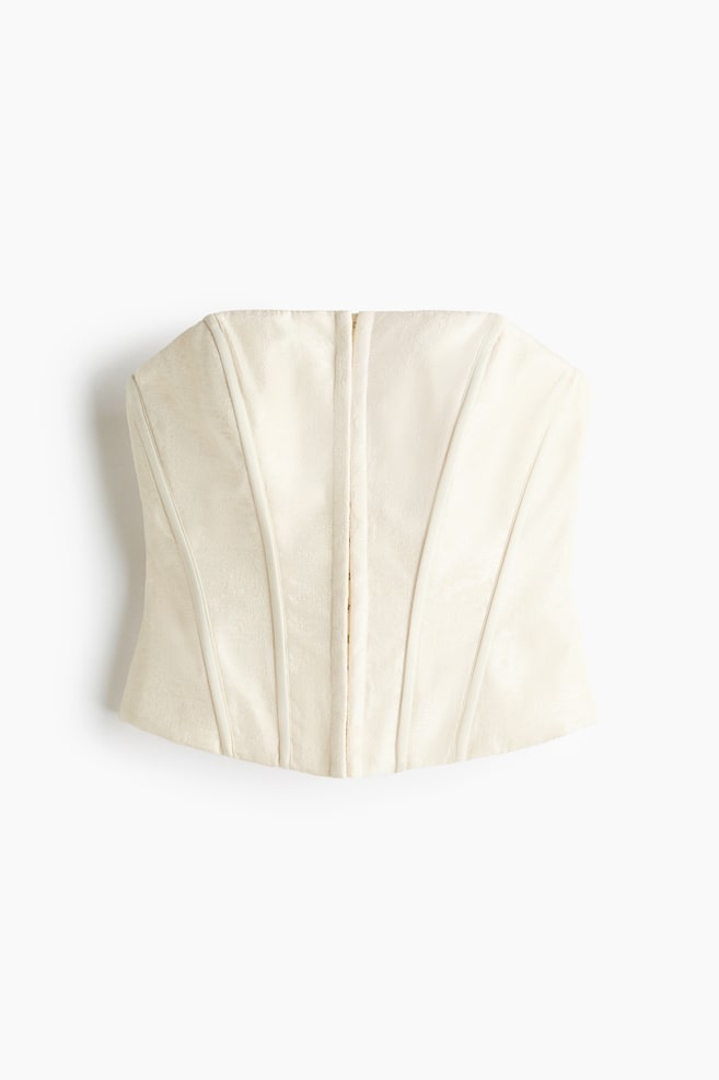 Jacquard-weave corset top - Cream - 1