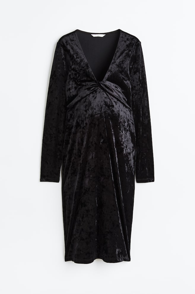 MAMA Knot-detail velour dress - Black - 1