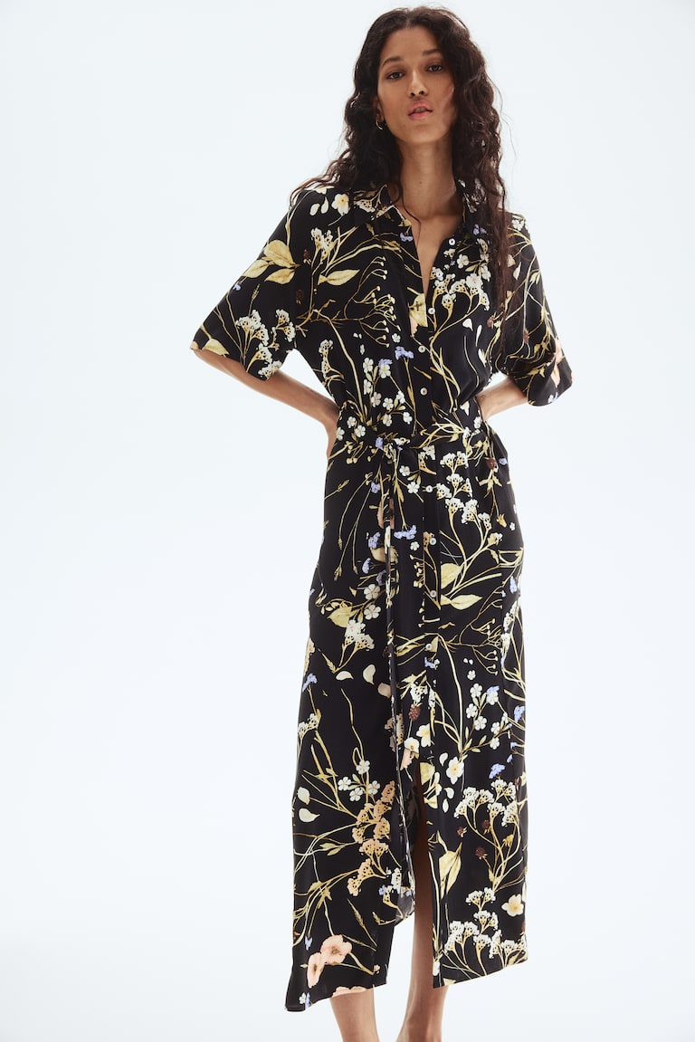 Robe chemise avec ceinture à nouer