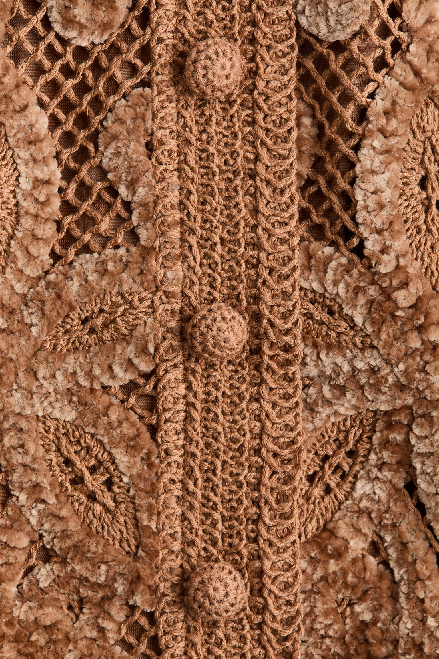 Cropped crochet-look top - Dark beige - 5