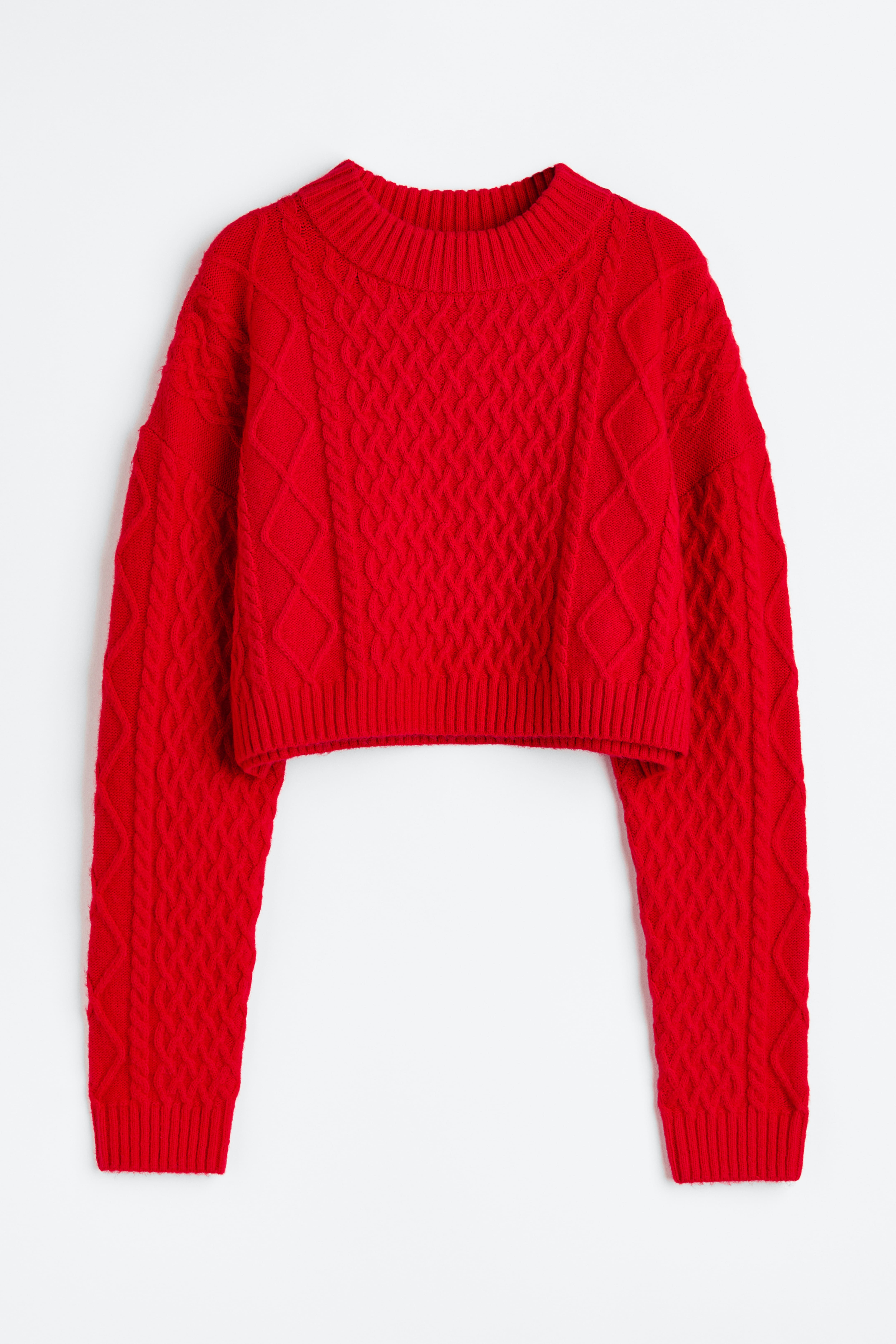 Red cable knit sweater fashion