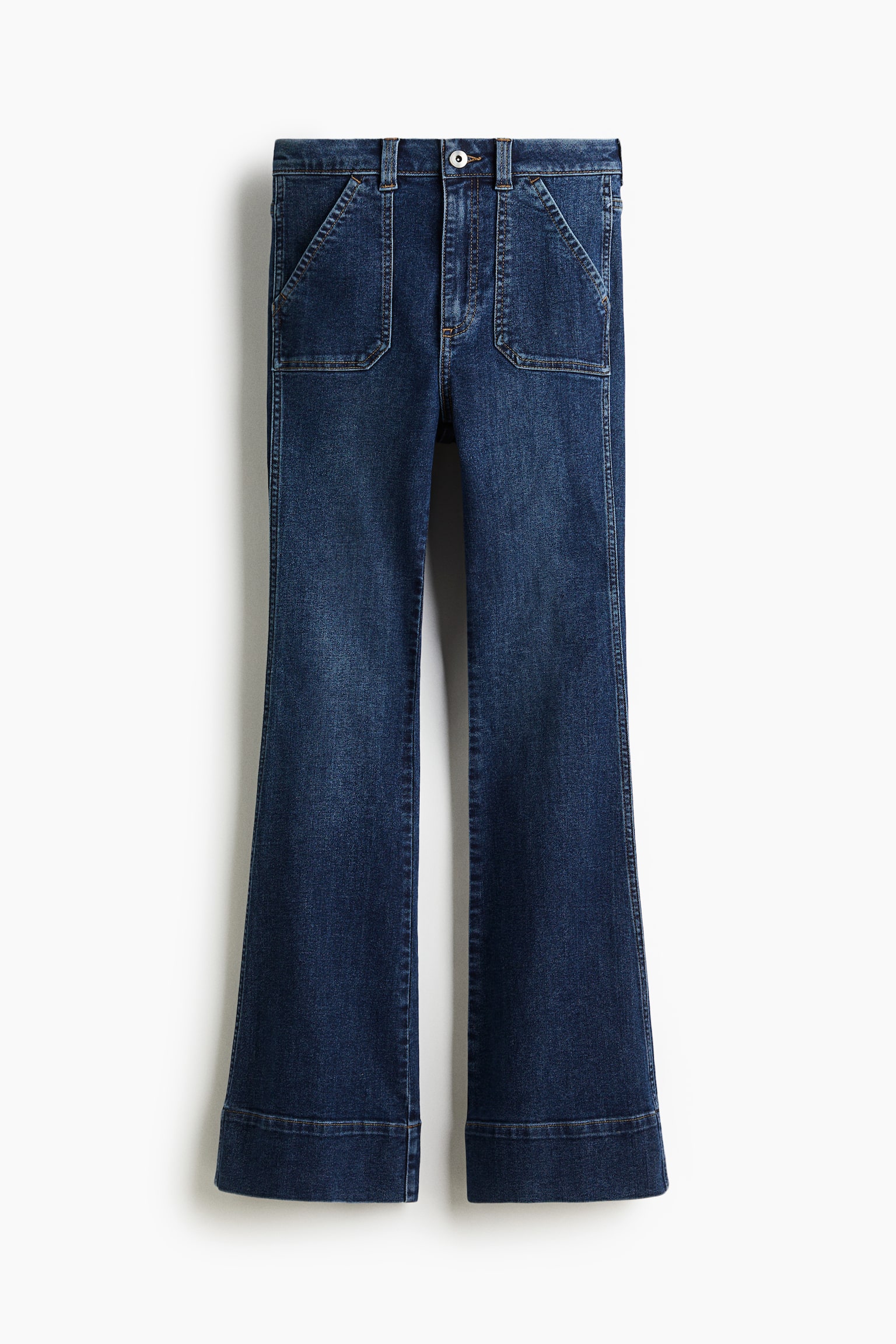 Женские джинсы H&M Flared High, цвет: Тёмный джинсовый синий — фото 1