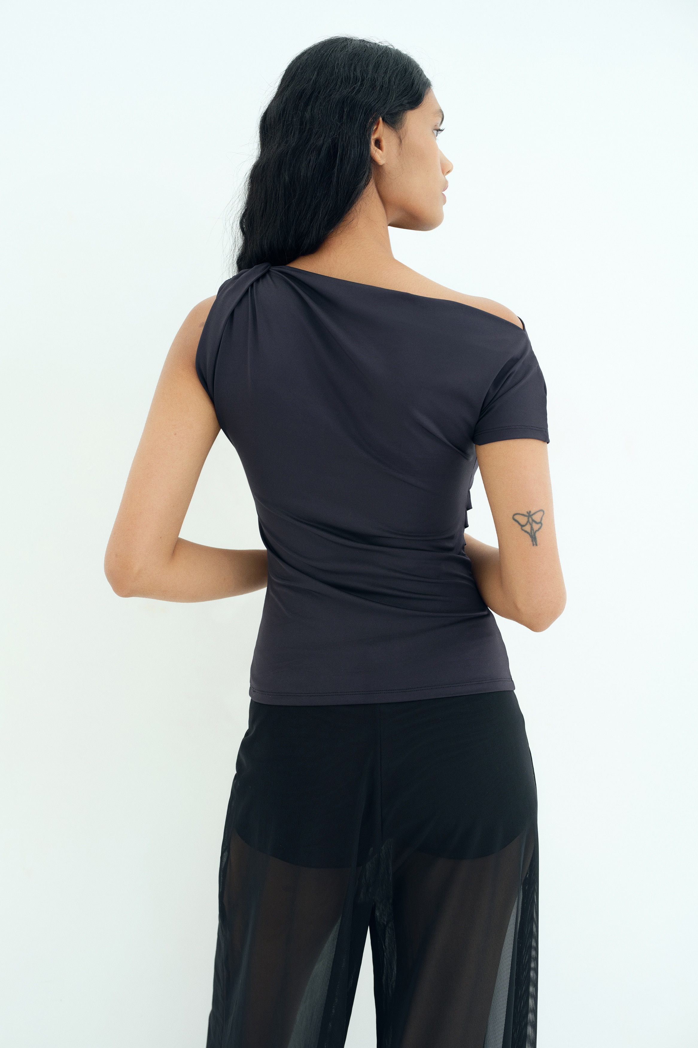 Draped one-shoulder top