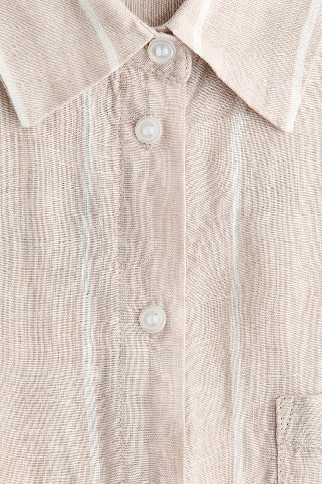 Linen Shirt - Light beige/white striped/White/Dark brown/Blue/striped/Black/Light blue/striped - 3