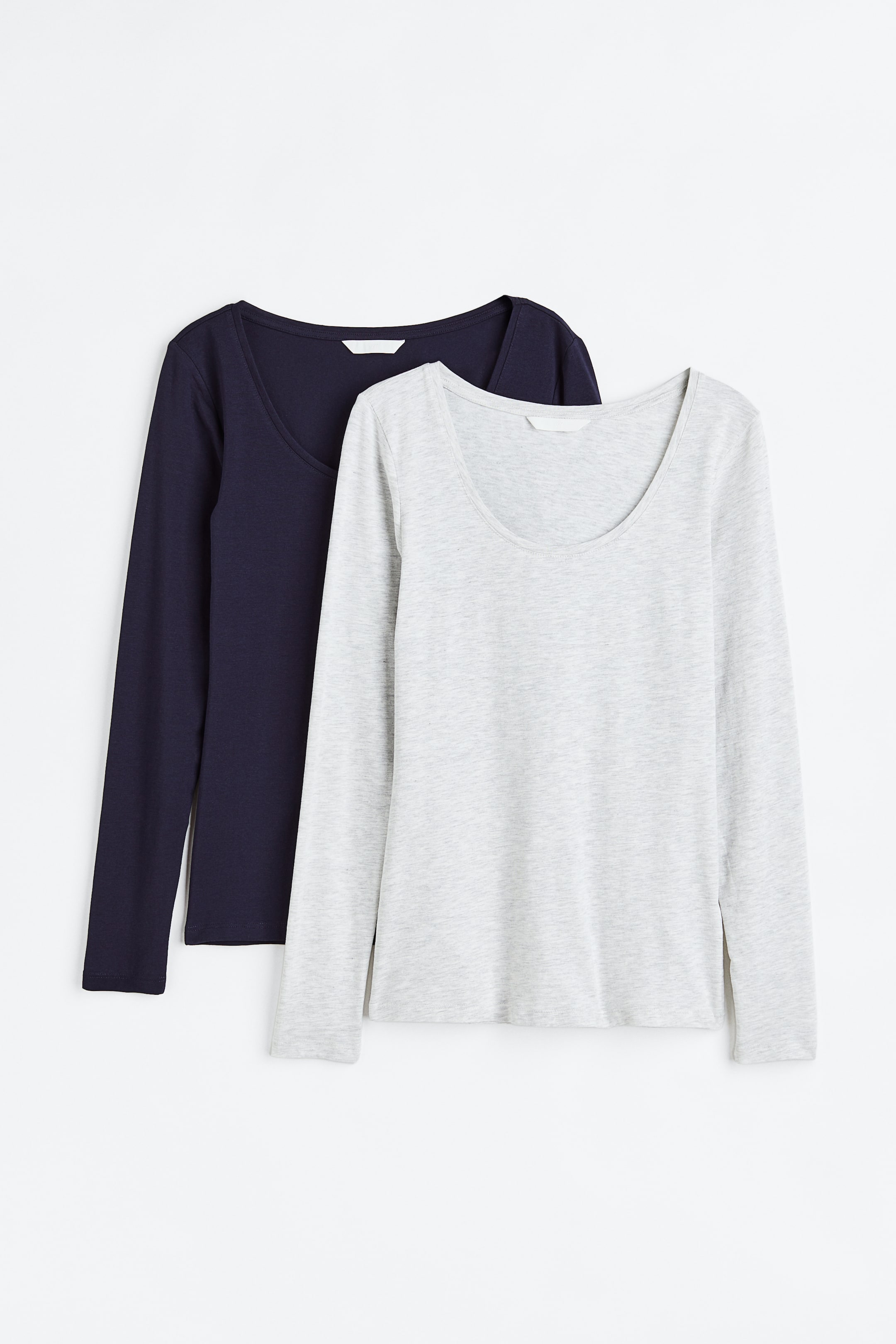 View larger image: 2-pack jersey tops - Navy blue/Light grey marl - Ladies | H&M 1