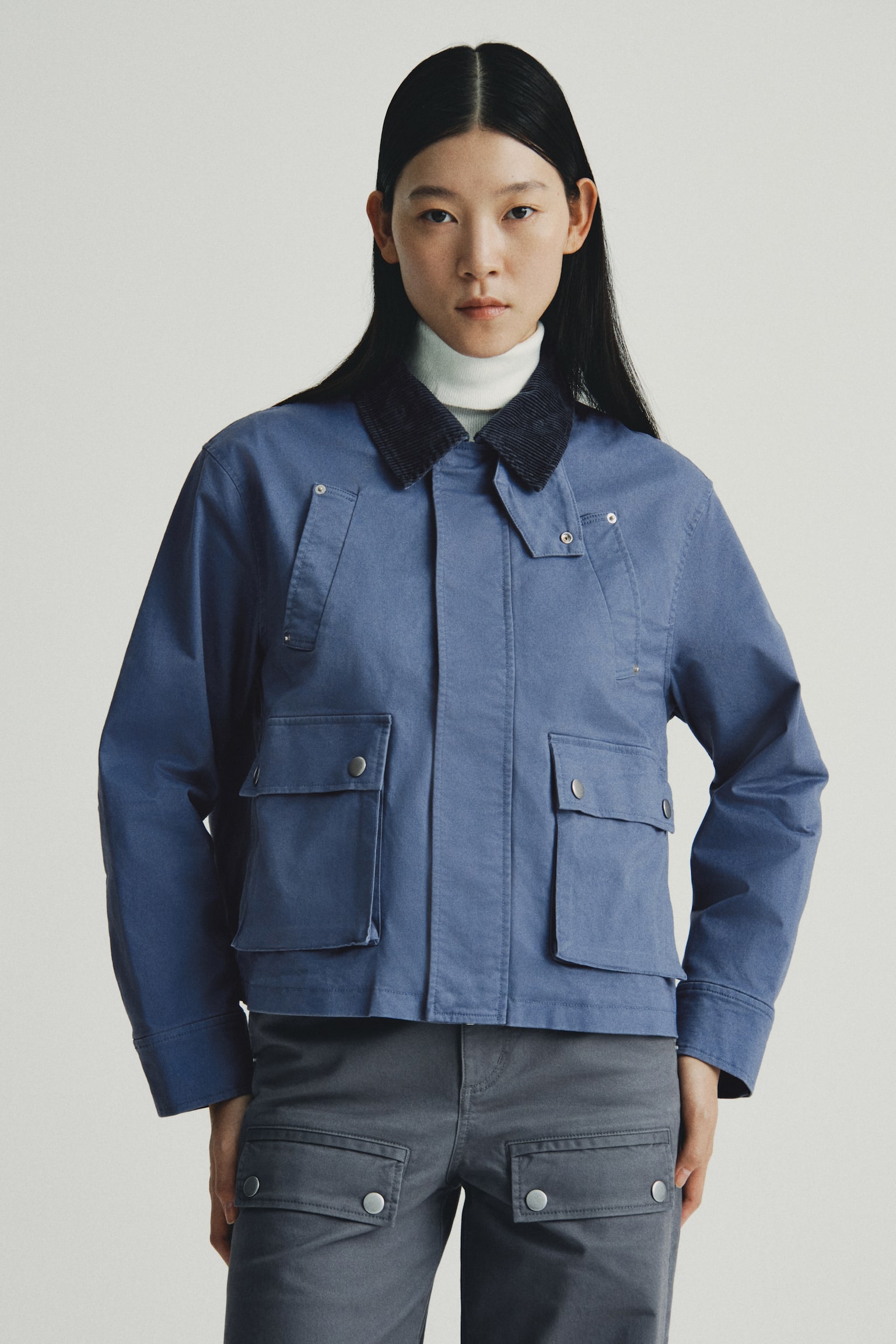 コーデュロイカラー ツイルジャケット - ダスティブルー - 5