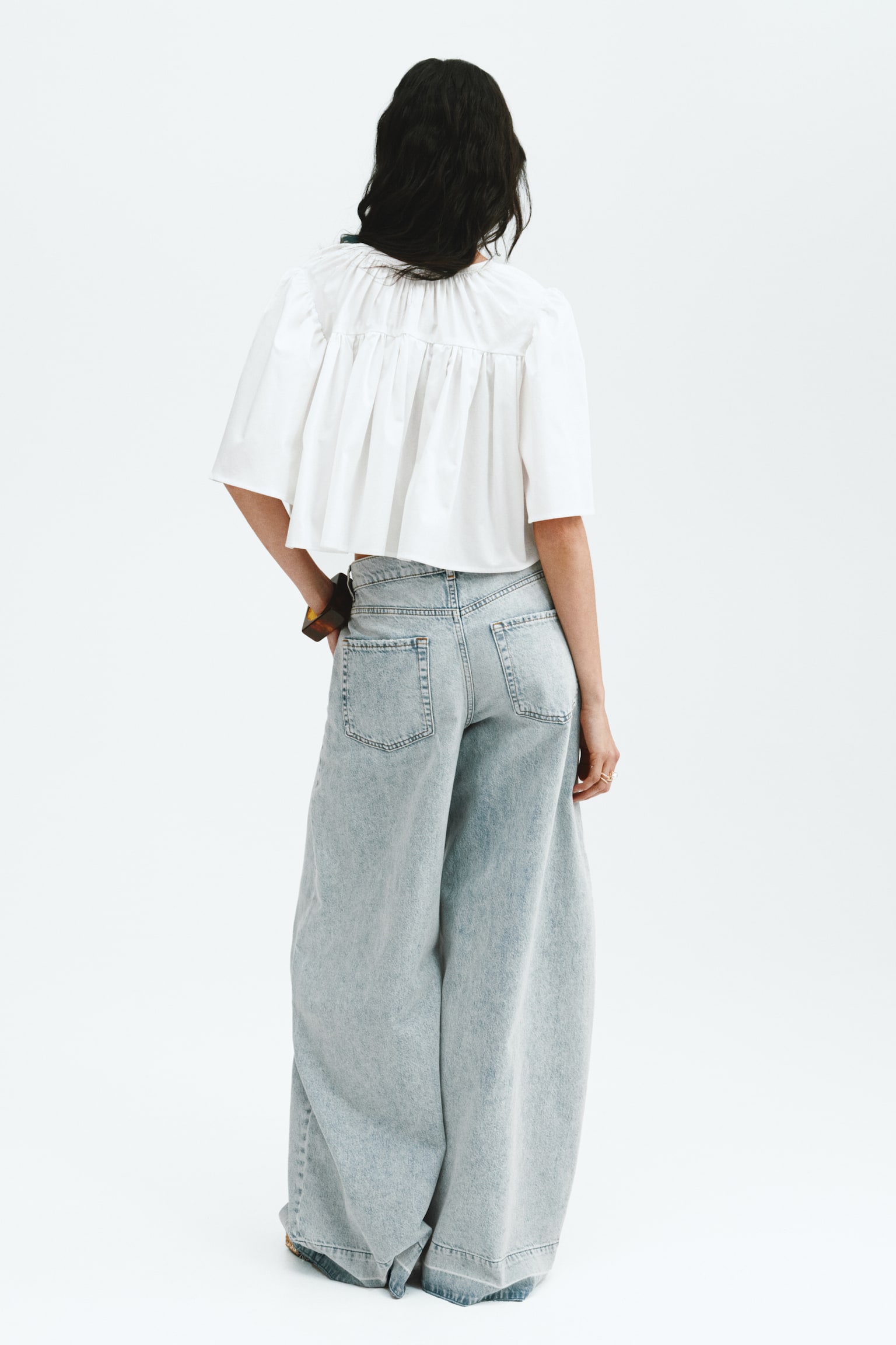 Cropped cotton blouse - White - 6