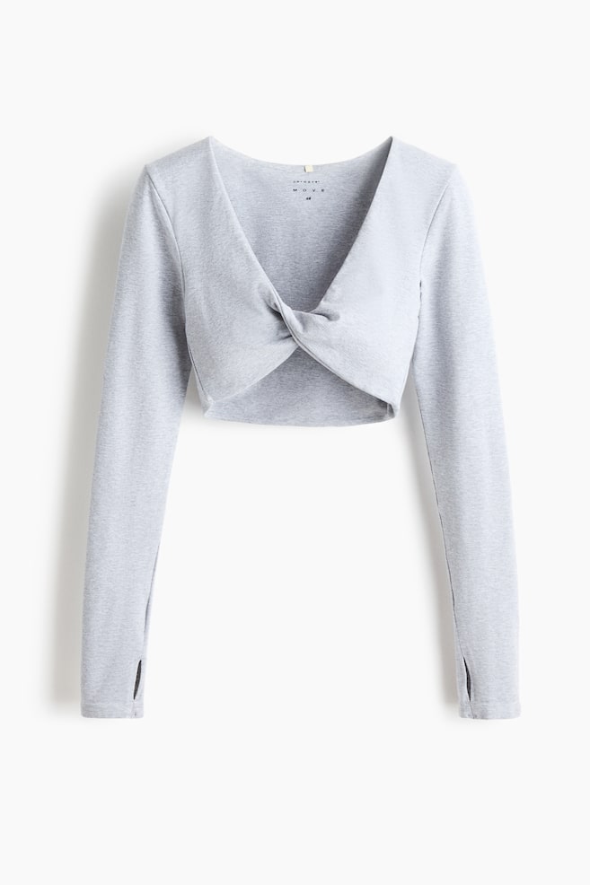 Sportshirt mit Twist-Detail und DryMove™ - Hellgraumeliert/Helles Weinrot/Beige - 1