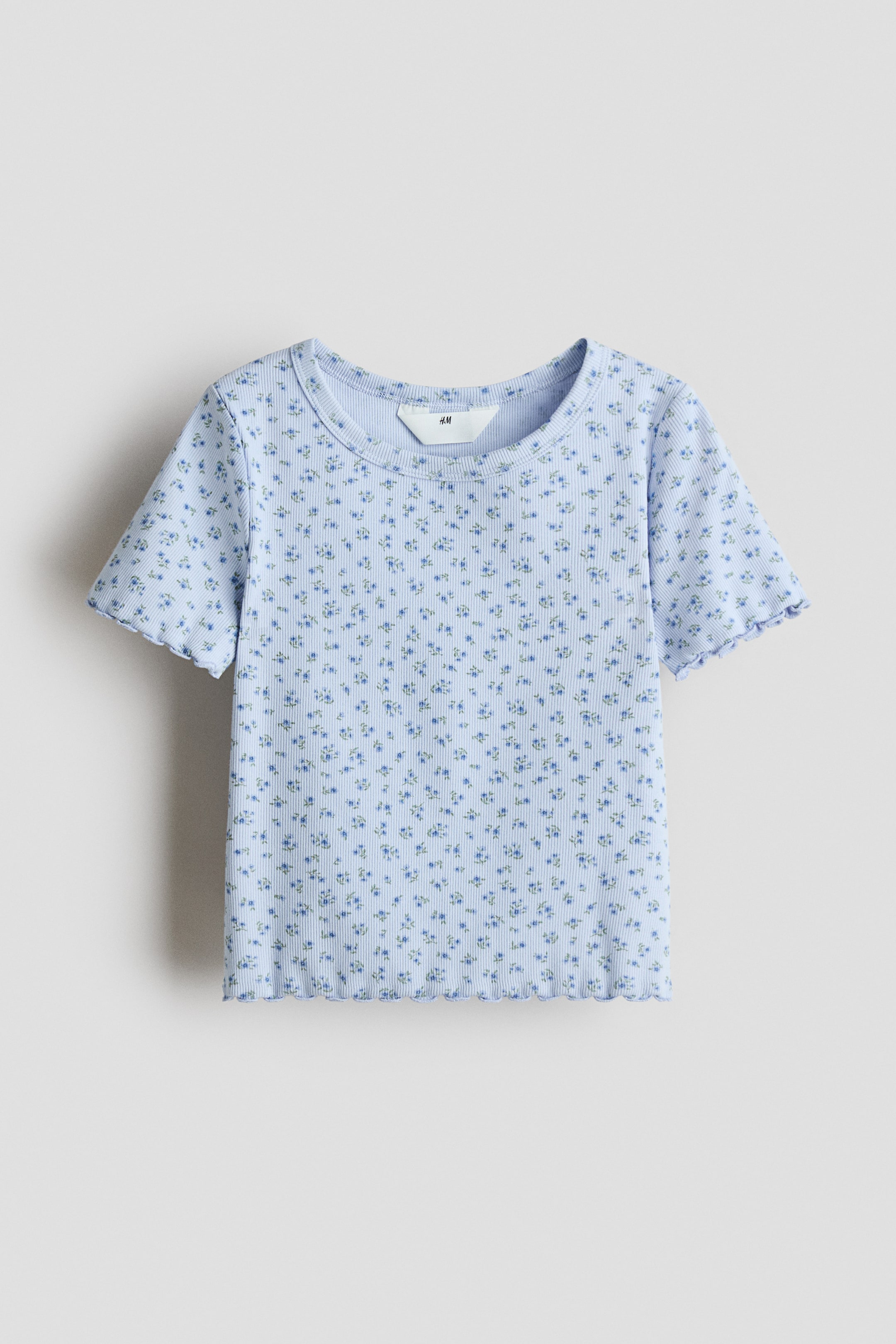 View larger image: Ribbed jersey top - Light blue/Floral - Kids | H&M GB 1