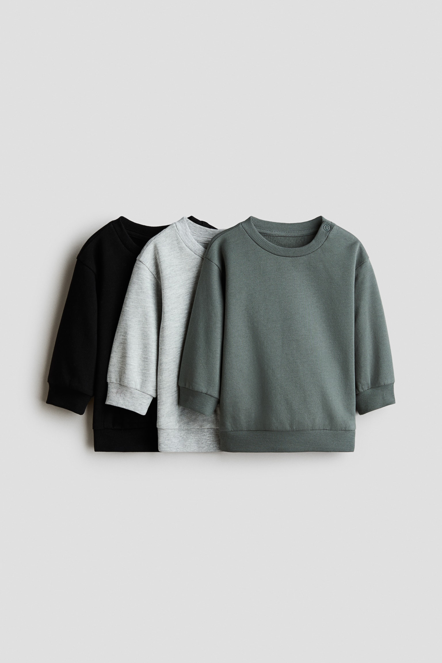 3-pack sweatshirt i bomull - Svart/Mörk dimgrön/Marinblå/Mörkröd/Ljusbeige/Ljusgrön/Grå/Brun/Ljus turkos/Beige/Mörkbrun/Dimgrön/Mörkblå/Beige/Svart
