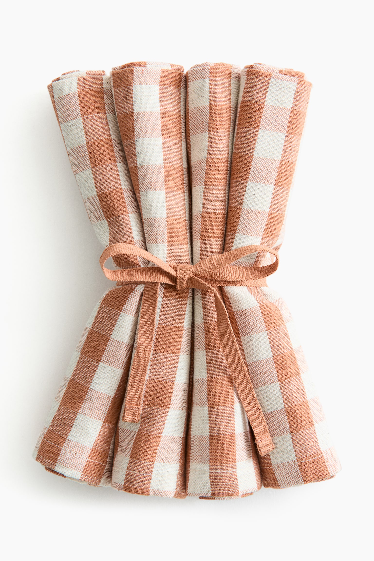 4-pack cotton napkins - Terracotta/Gingham check/Dark grey/Striped/Green/Cream striped/Dark brown/Striped/Light pink/Striped/Beige/Gingham check/Green/Gingham check/Dark brown/Gingham check/Terracotta/Striped/Light pink/Gingham check/Beige/Striped - 1