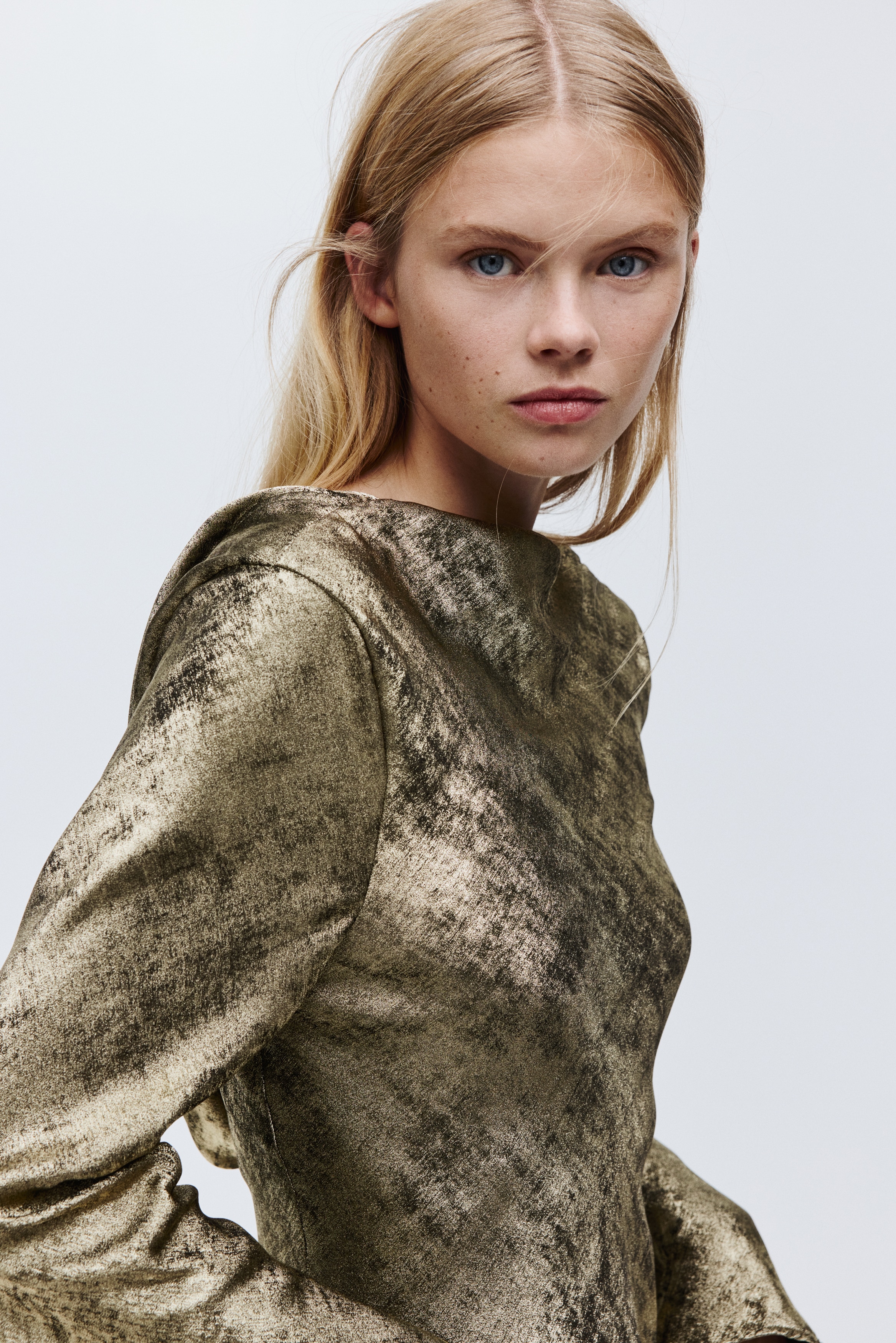 Women's Gold-colored Open-Back Satin Dress | H&M US