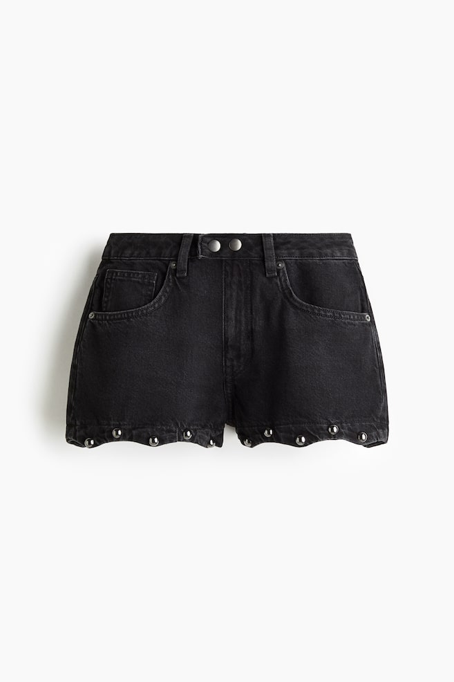 Denimshorts mit Nieten - Ausgewaschenes Schwarz - 1