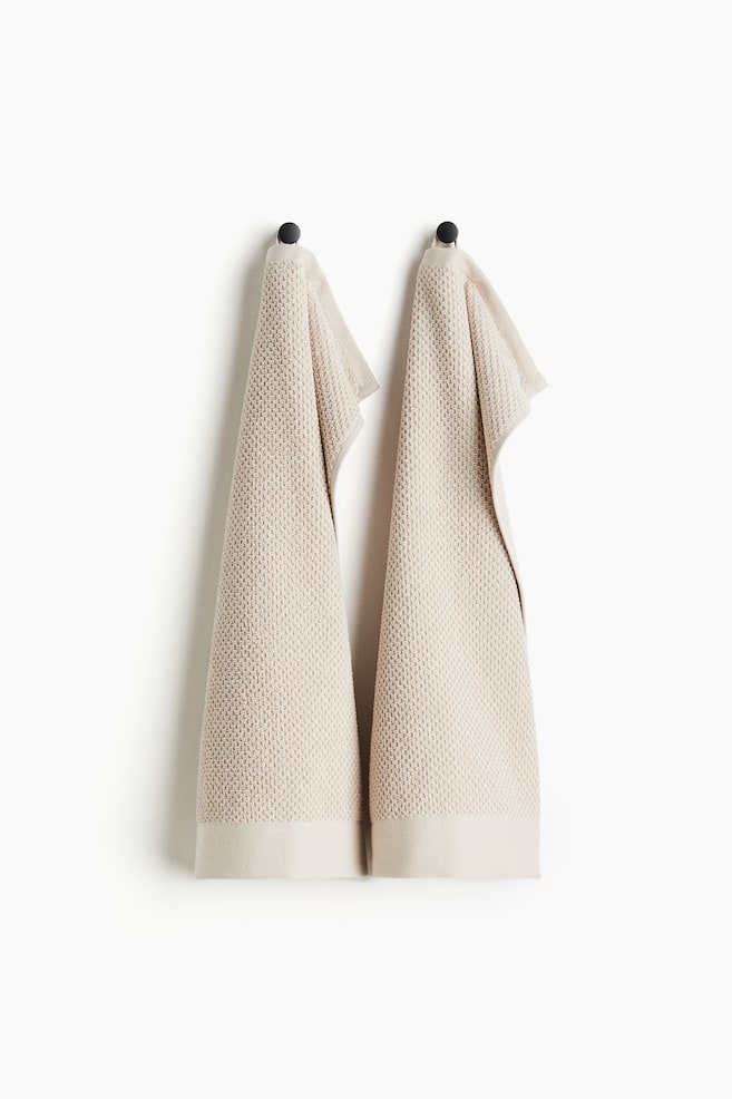 2-pack Cotton Terry Guest Towels - Light beige/Dusty blue/Taupe/Light dusty blue/White/Dark brown/Sage green/Taupe/Black/Dark green/Sage green/Light beige/Dark green/Dark brown/Orange/Black - 1