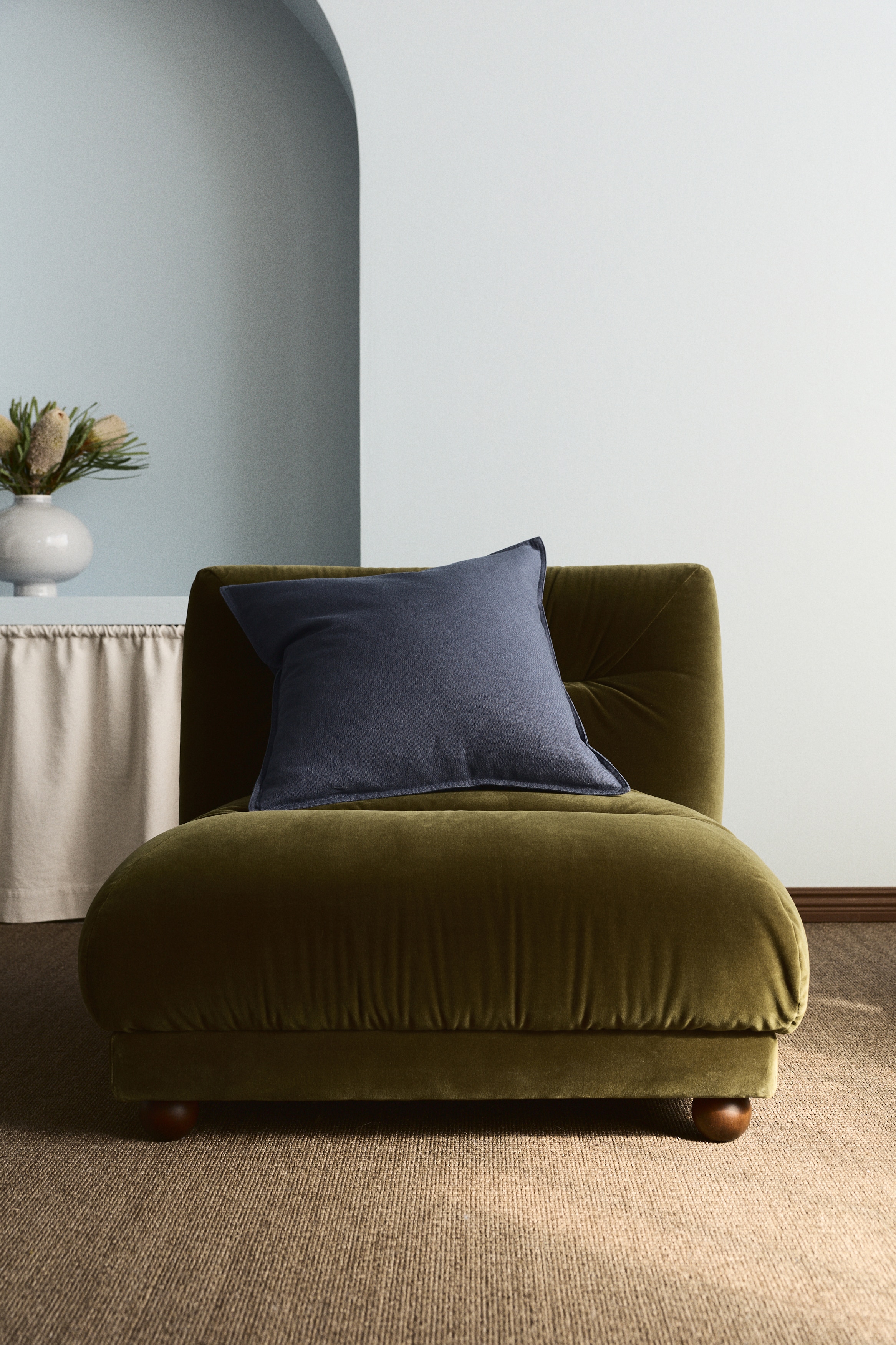 Linen-blend cushion cover - Dark dusty blue/Khaki green/Dark khaki green/Mole/Dark brown/Dusty brown/Sage green/Orange/Light dusty blue/Light dusty pink/White/Mole/Light beige/Blue/Camel/White/Light yellow/Deep pink