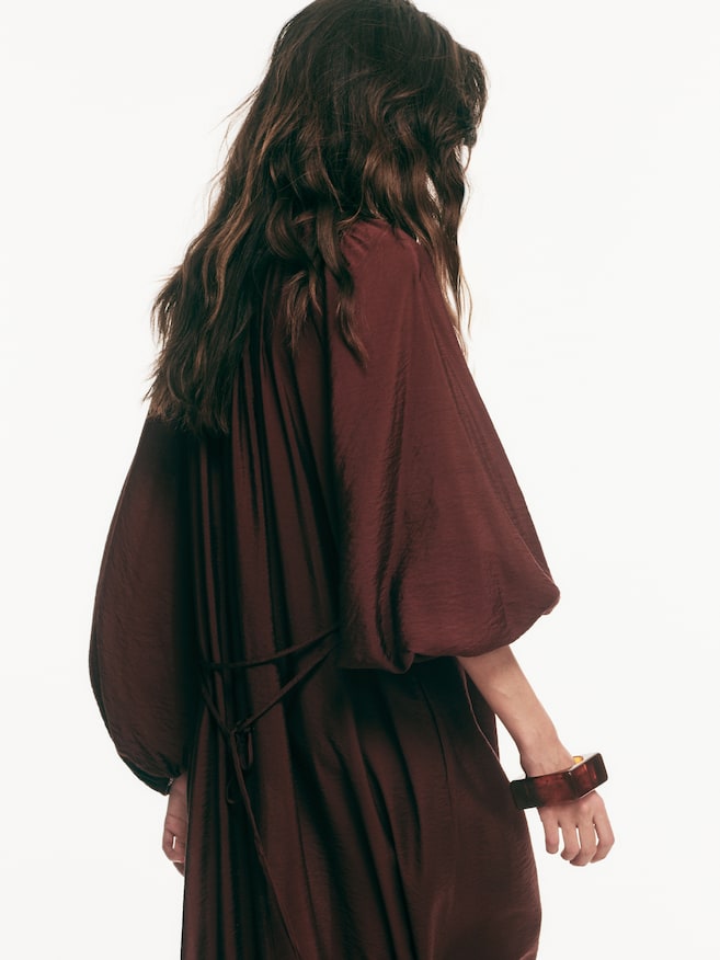 Oversized Tunic Dress-Dark brown - 5
