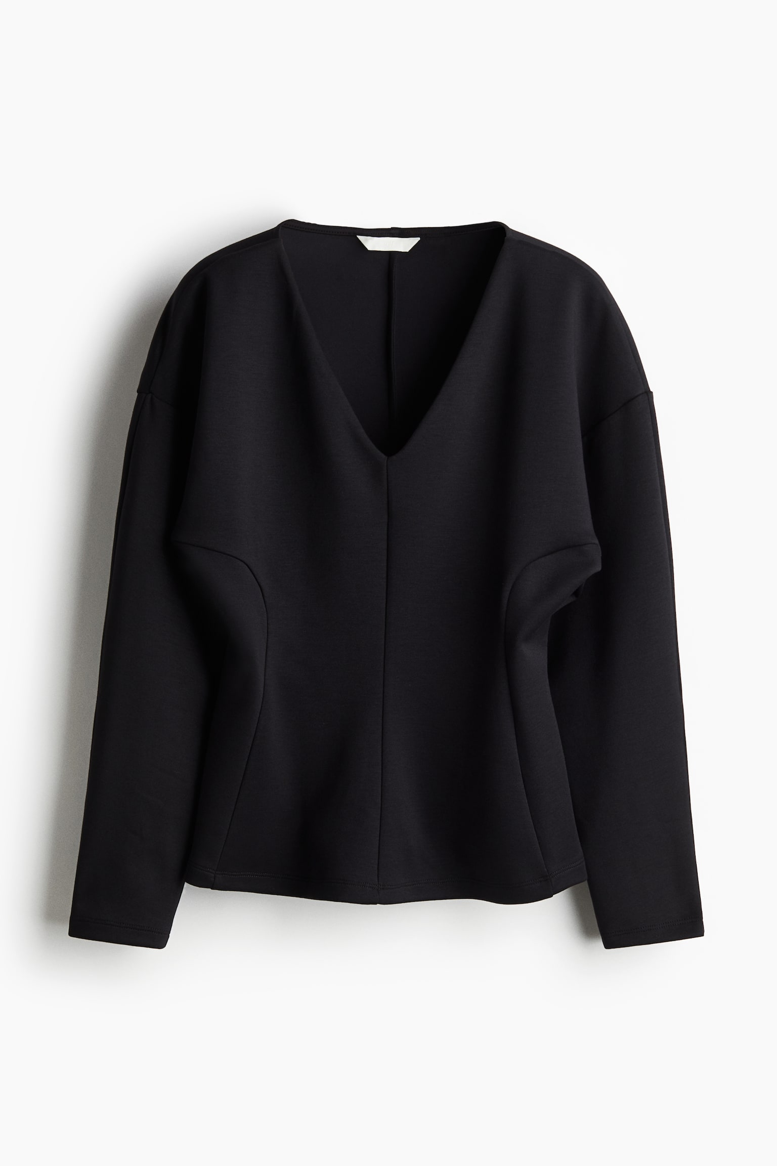 Женский топ H&M Defined-Waist Scuba Top, цвет: Чёрный — фото 1
