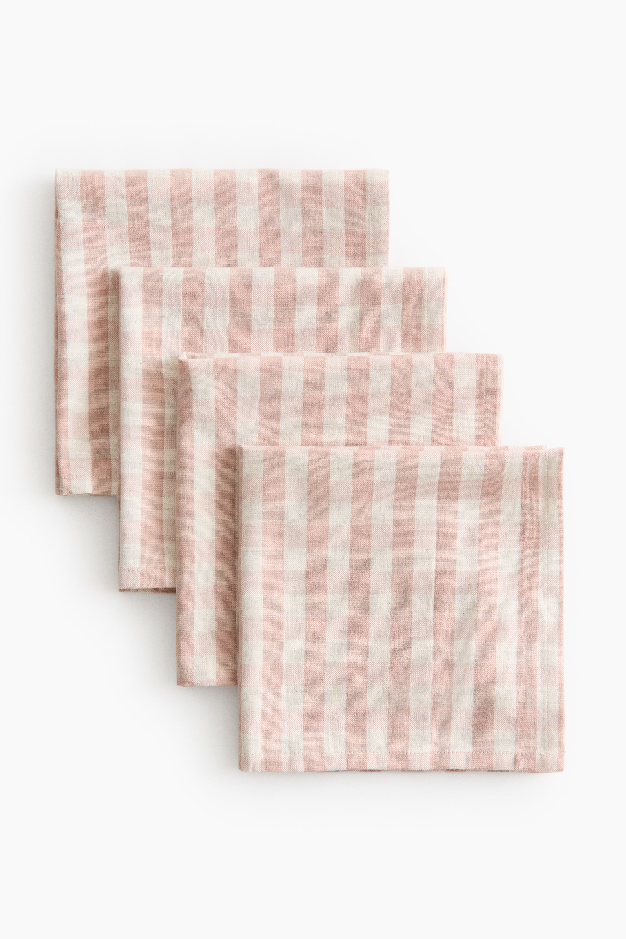 Ver imagen más grande: Pack de 4 servilletas de algodón - Rosa claro/Cuadros vichy - HOME | H&M ES 3