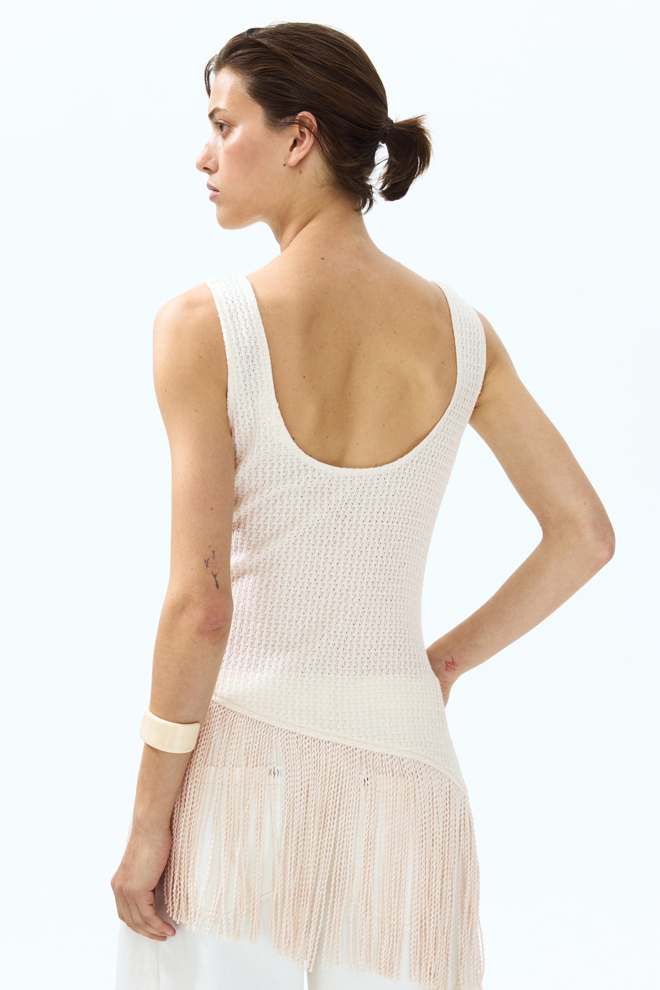 Asymmetric Fringe-Trimmed Top