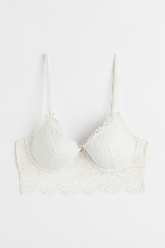 Astrid Jersey Bralette with Lace S M 2XL, White / Mist