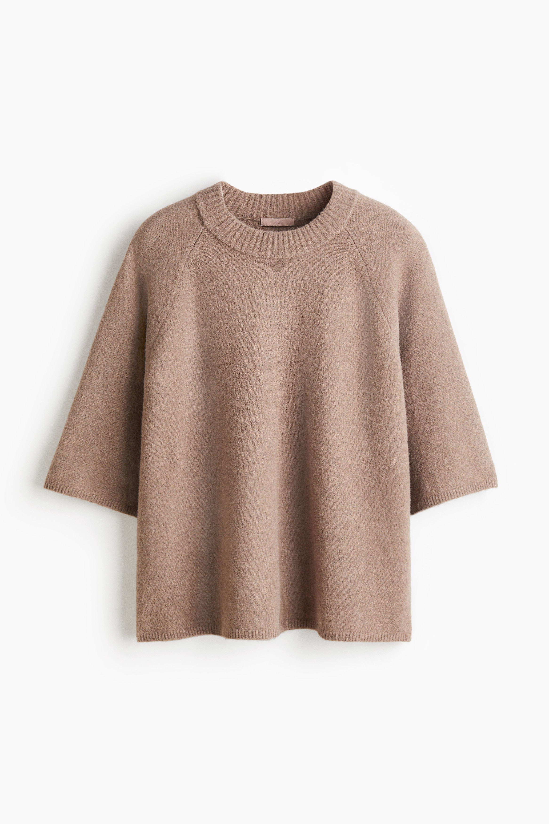 Short Sleeve Sweater - Dark beige/Dark brown/Beige marle