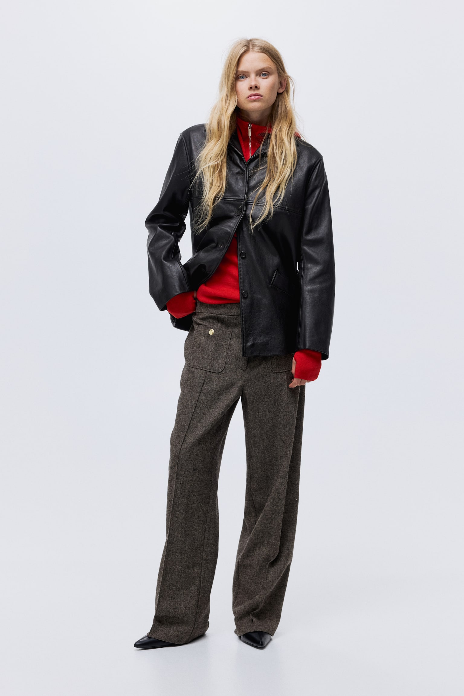 Crease-leg trousers - Dark brown marl/Dark grey/Checked - 1