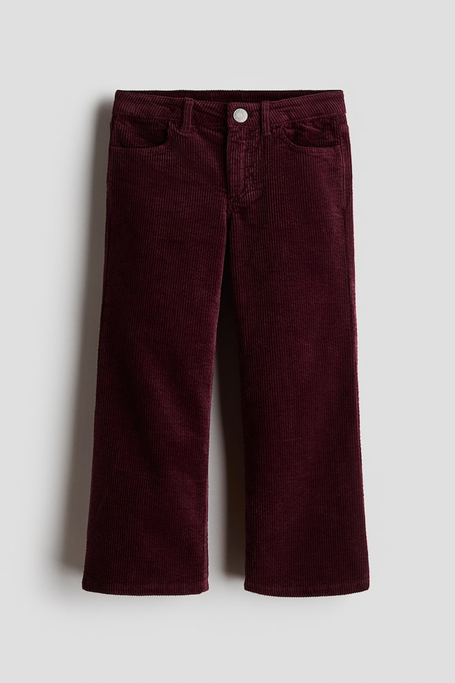Wide cotton corduroy trousers - Dark red/Mole/Dusty pink - 1