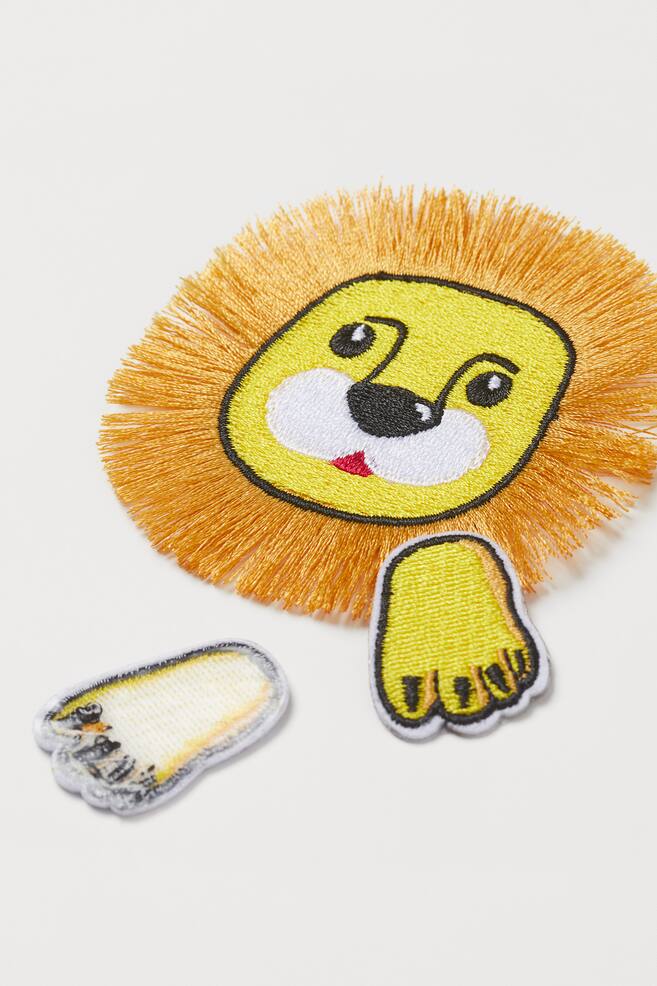 Animal-motif iron-on patches - Yellow/Lion/Grey/Mouse - 2