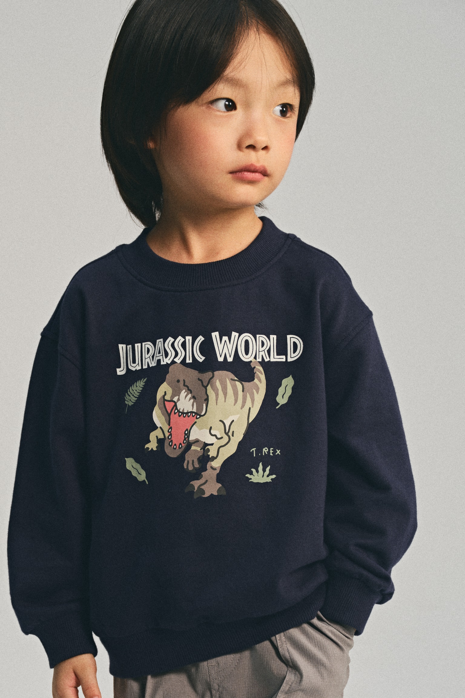 プリントデザインスウェットシャツ - ネイビーブルー／ジュラシック・ワールド/グリーン／ジュラシック・ワールド - 4