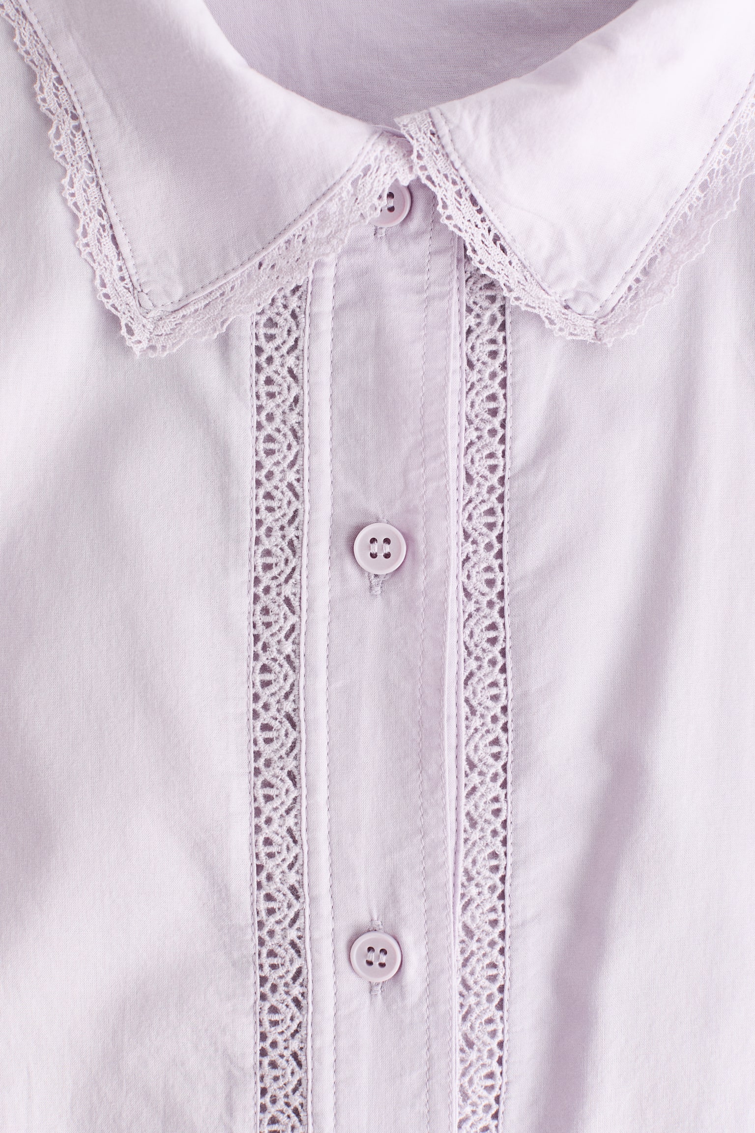 Lace-trimmed cotton shirt - Light purple/White - 3