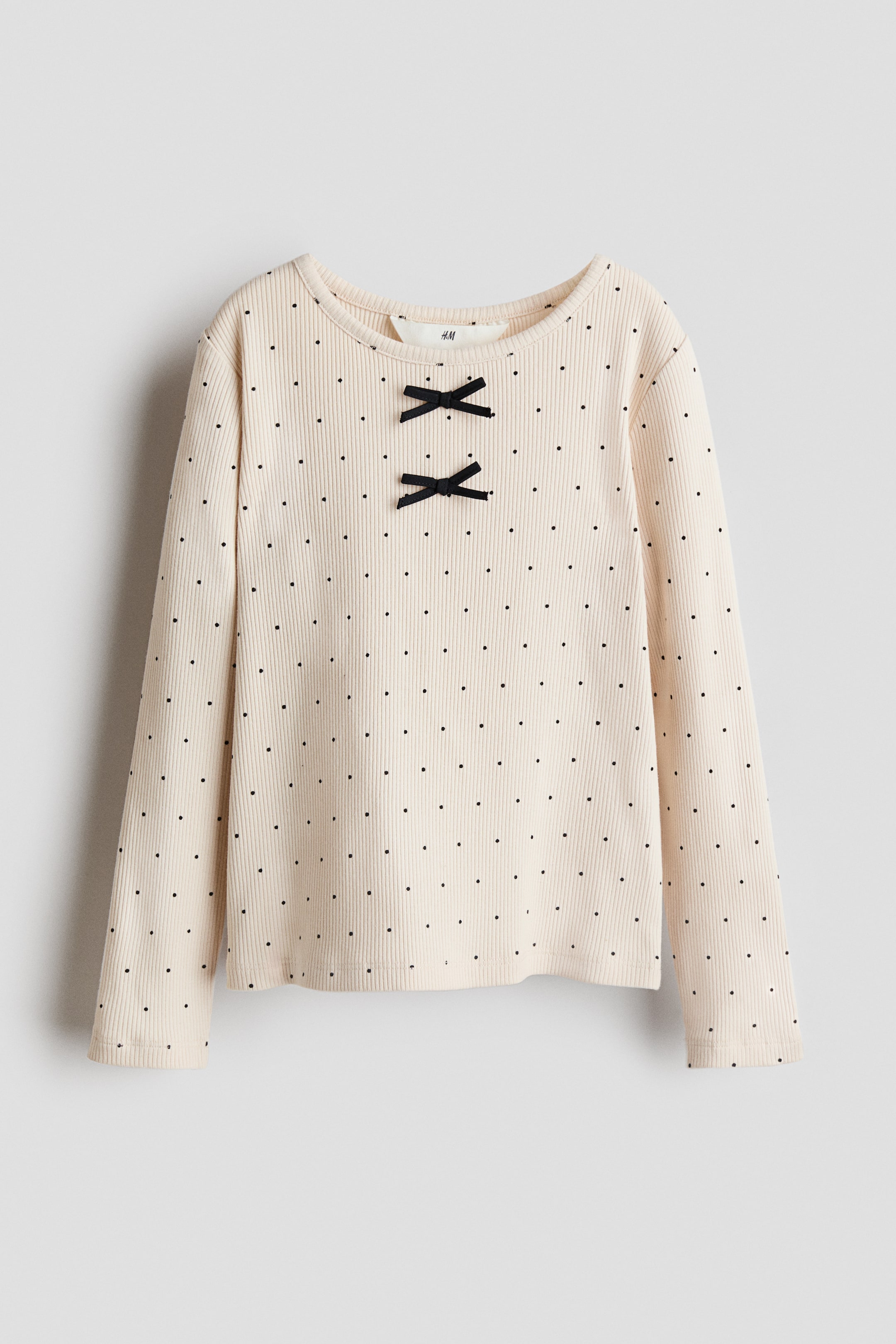 拡大画像を表示: コットンリブトップス - Light beige/Spotted - Kids | H&M JP 1