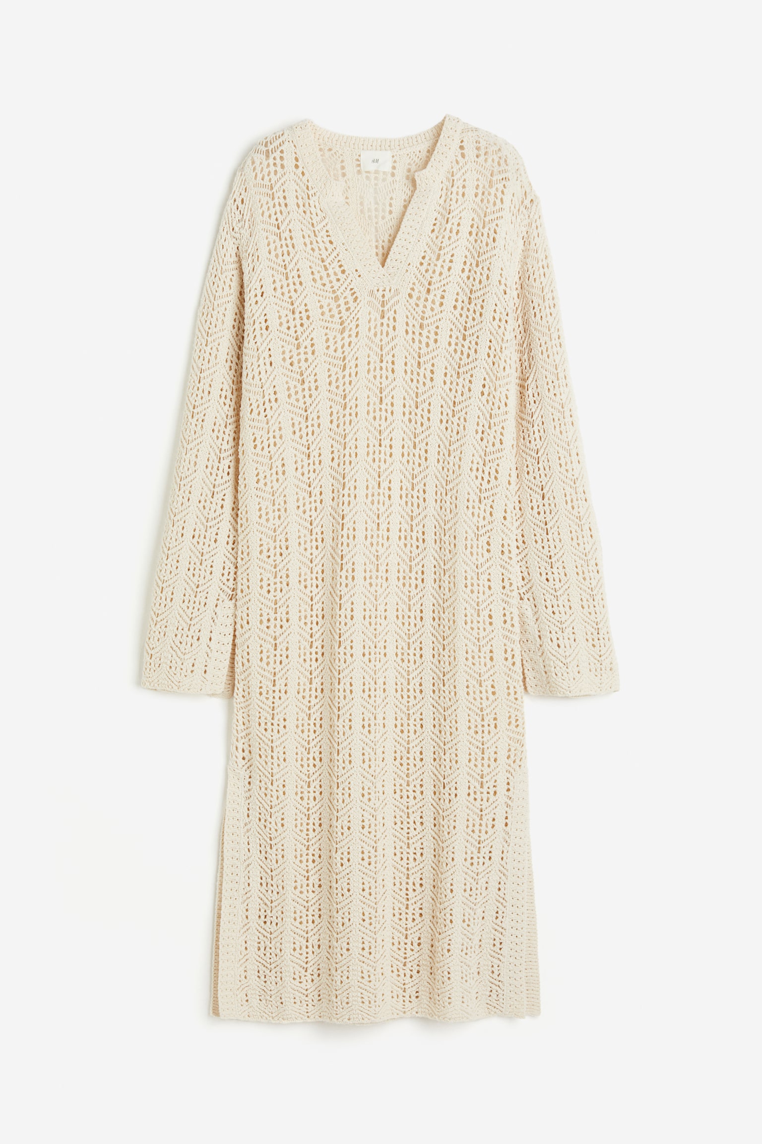 Pointelle Knit Dress - Cream - 2