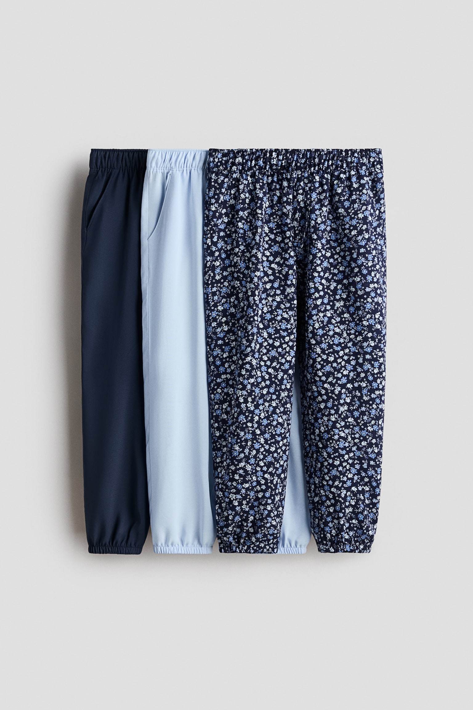 Joggersy 3-pak - Granatowy/Kwiaty/Liliowy/Miętowozielony/Jasnożółty/Kwiaty/Różowy/Kwiaty