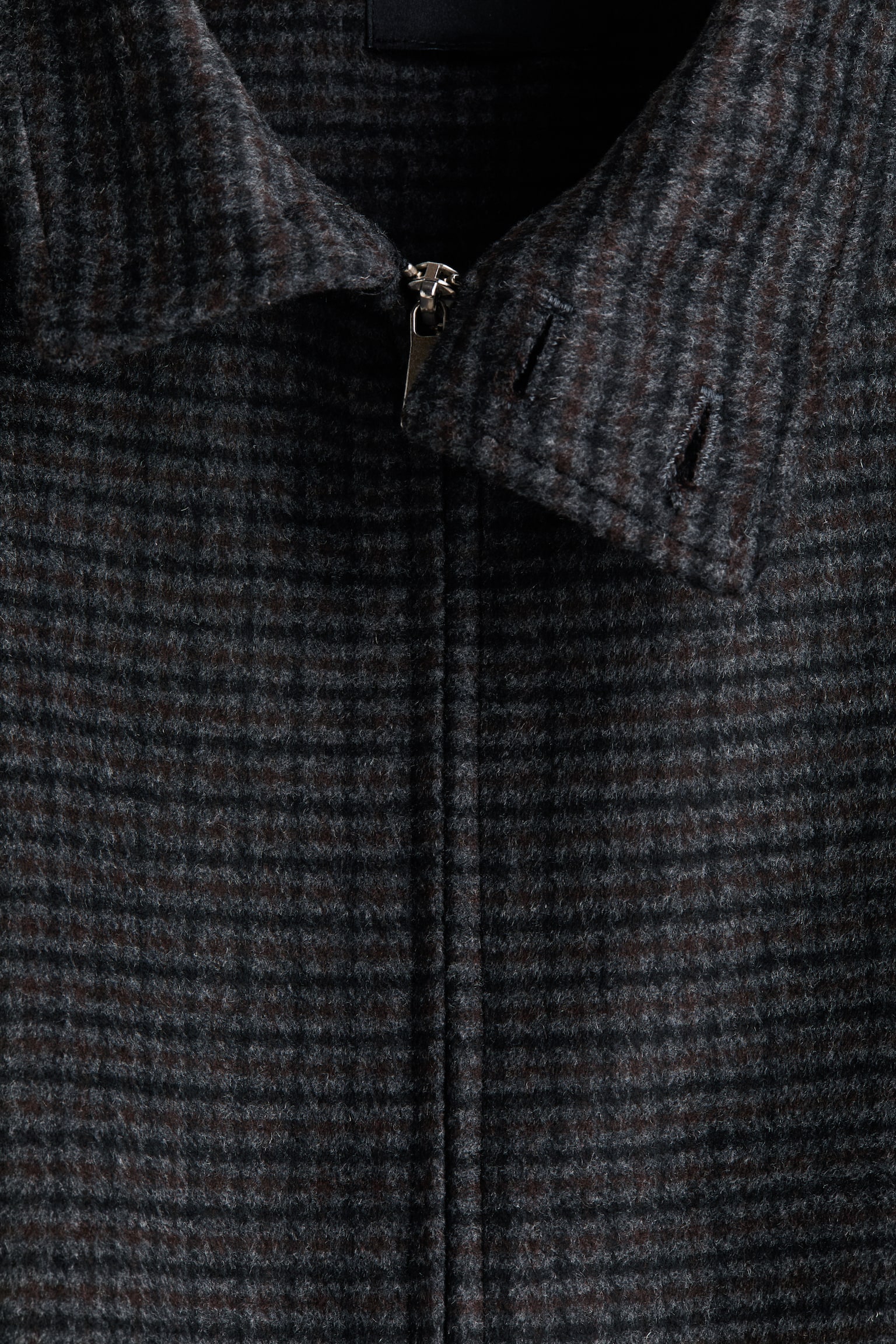 Мужская куртка H&M Stand-Up Collar Wool-Blend, цвет: Тёмный серый / Клетчатый — фото 8