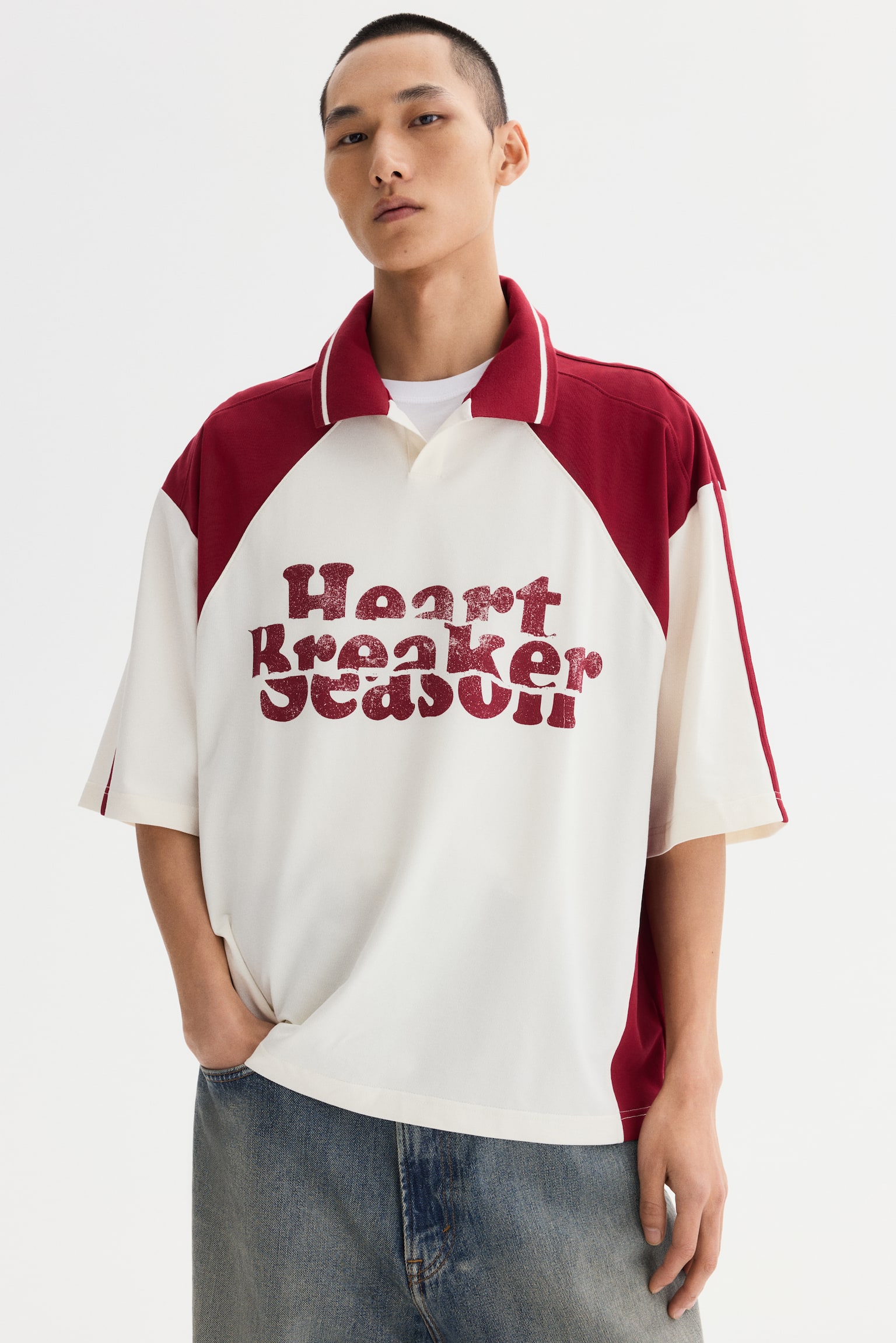 Oversized Fit Polo shirt - Crema/Heartbreaker Season/Rojo/Heartbreaker Season - 2