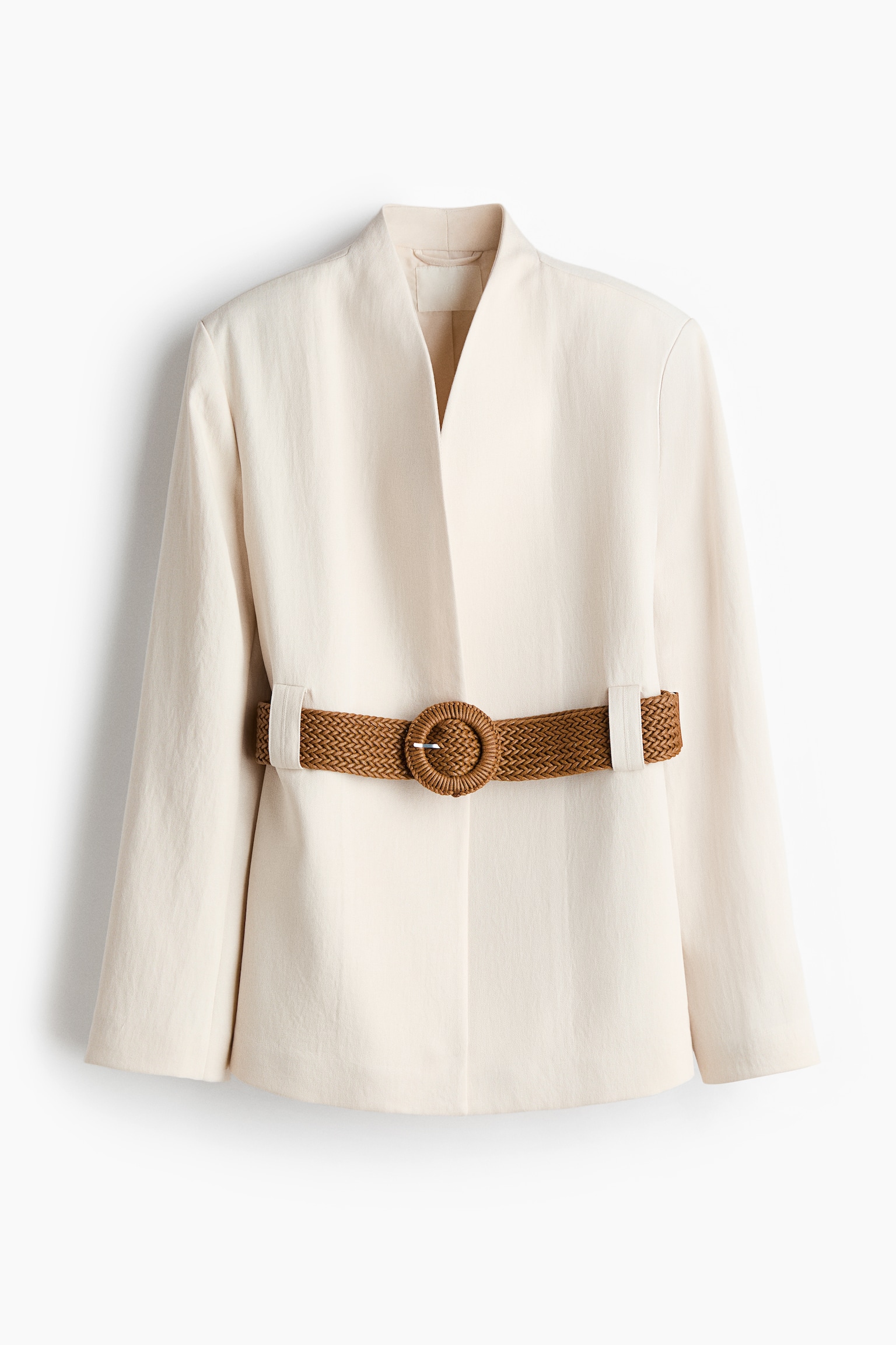 Belted lapelless blazer - 2
